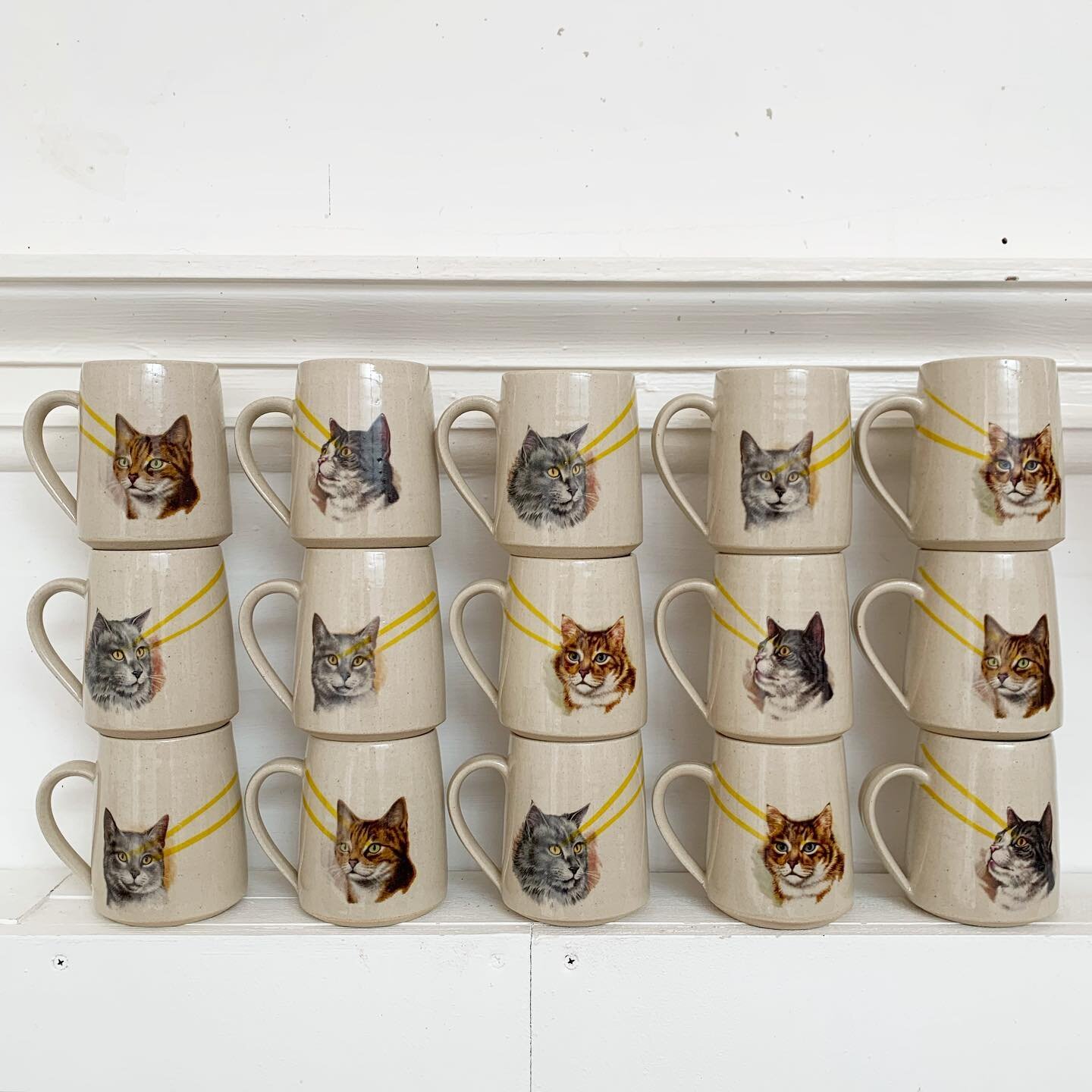 Laser Cat Mugs &trade; - in all their weird laser glory - coming to the @glasgowcoffeefestival this weekend. Swipe for a sneak peek of a cute flat white cup that I managed to squeezed into the firing. 5 variations of those round fellas will be availa