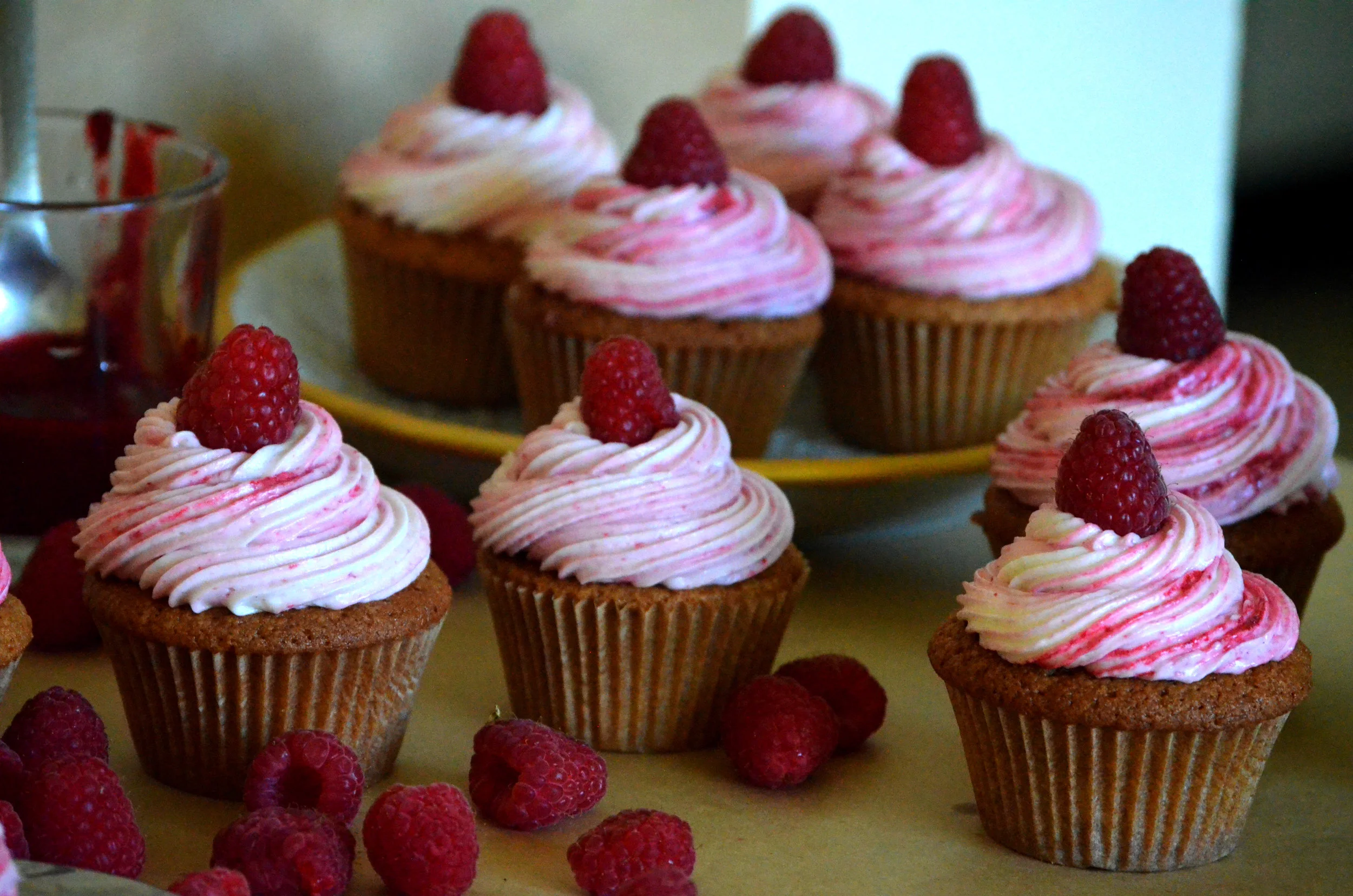 Brown Sugar Poundcakes and Raspberry Swirl Cream Cheese Frosting
