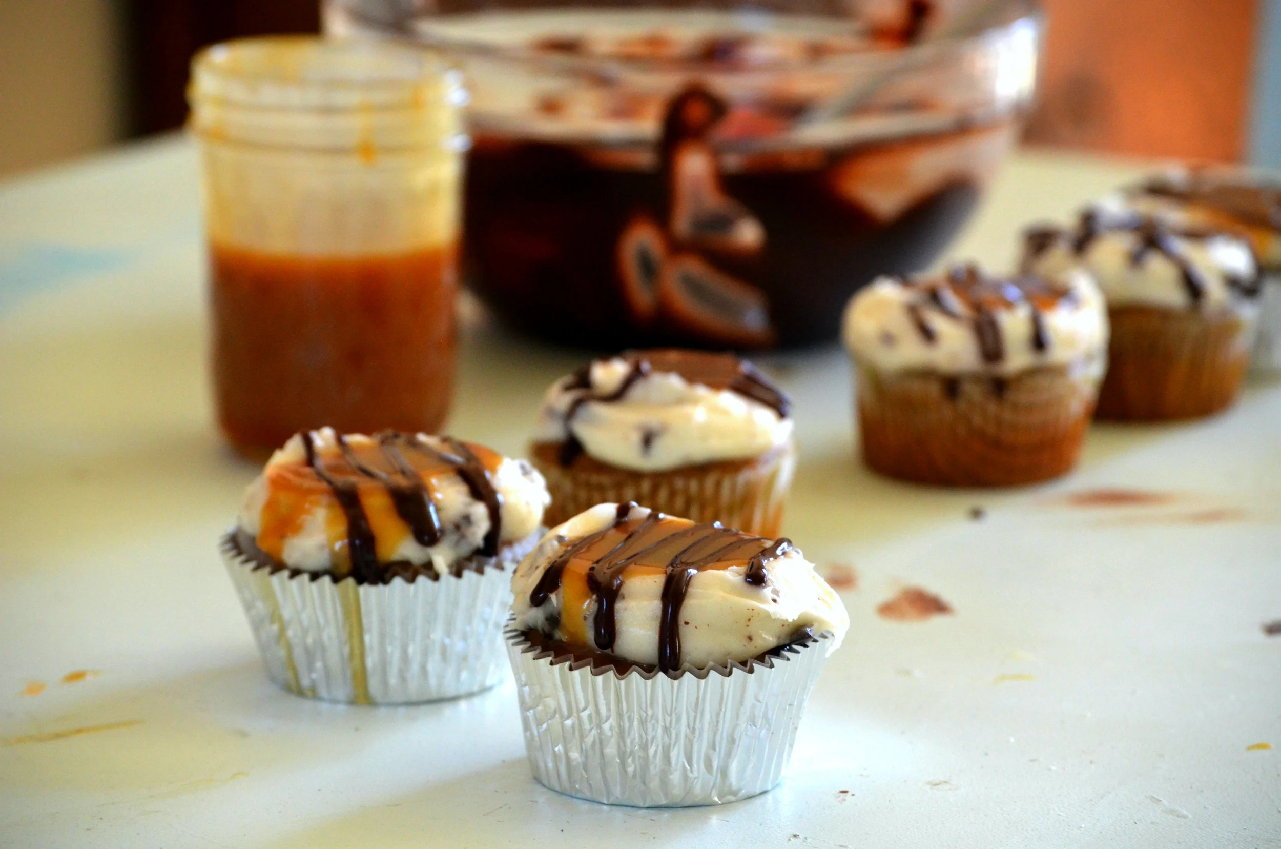 Thoughts on Bodies + Pumpkin Cupcakes topped with Cream Cheese Frosting, Salted Caramel, and Chocolate Ganache