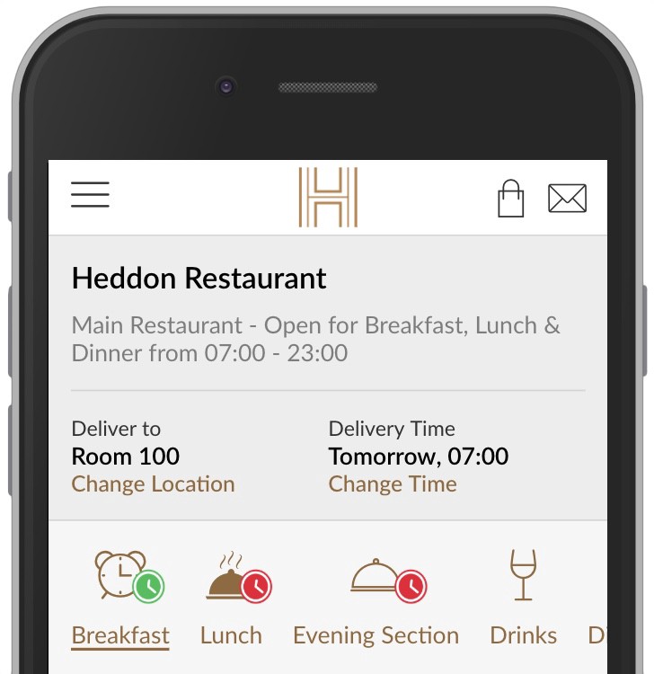 Availability Periods applied to Breakfast & Lunch, Drinks does not have one applied