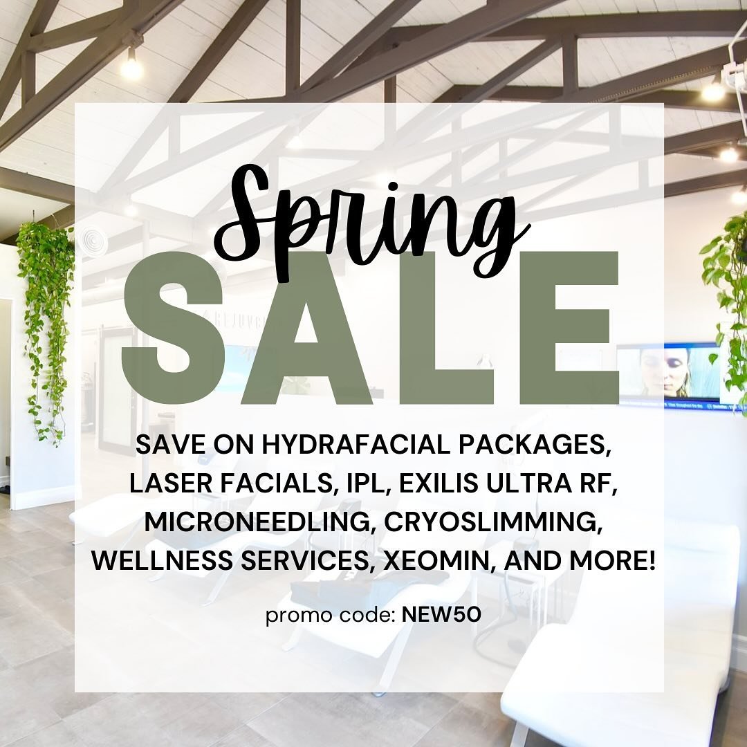 Don&rsquo;t miss out on our spring fever sale!! 🌸 Buy a pack of HydraFacials to do some spring cleaning for your skin, add more wellness services into your routine to combat inflammation, or try our new Exilis Ultra RF skin tightening! Services subj