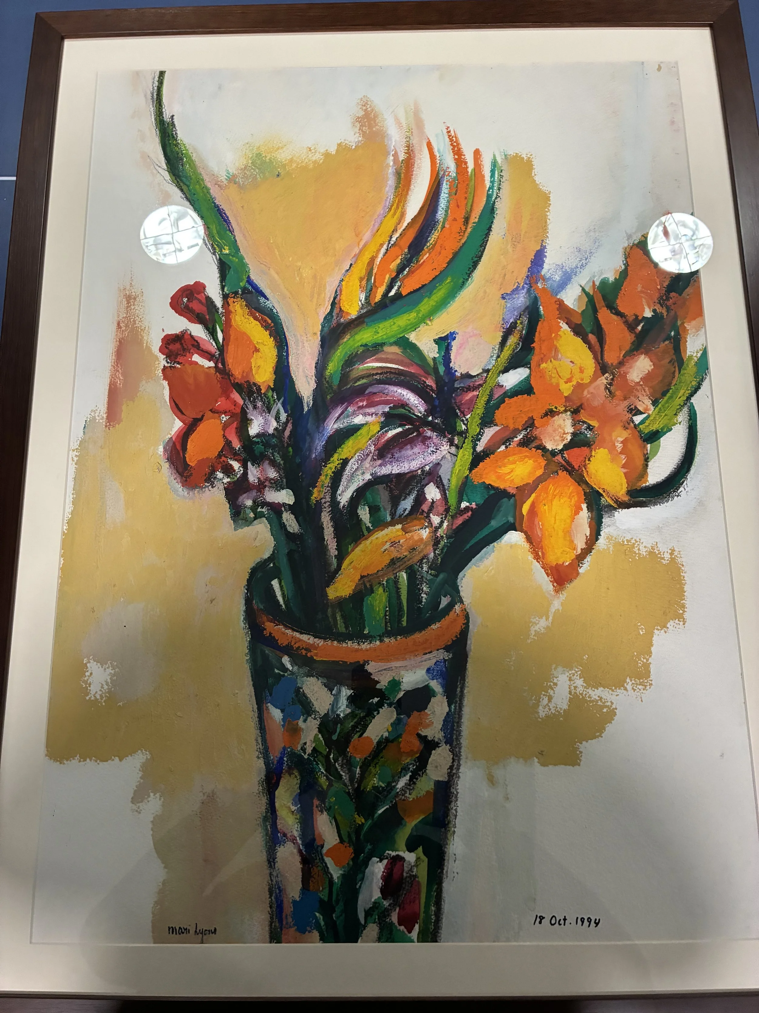 Red Flowers in a Long Vase, 34 x 26 October 1994