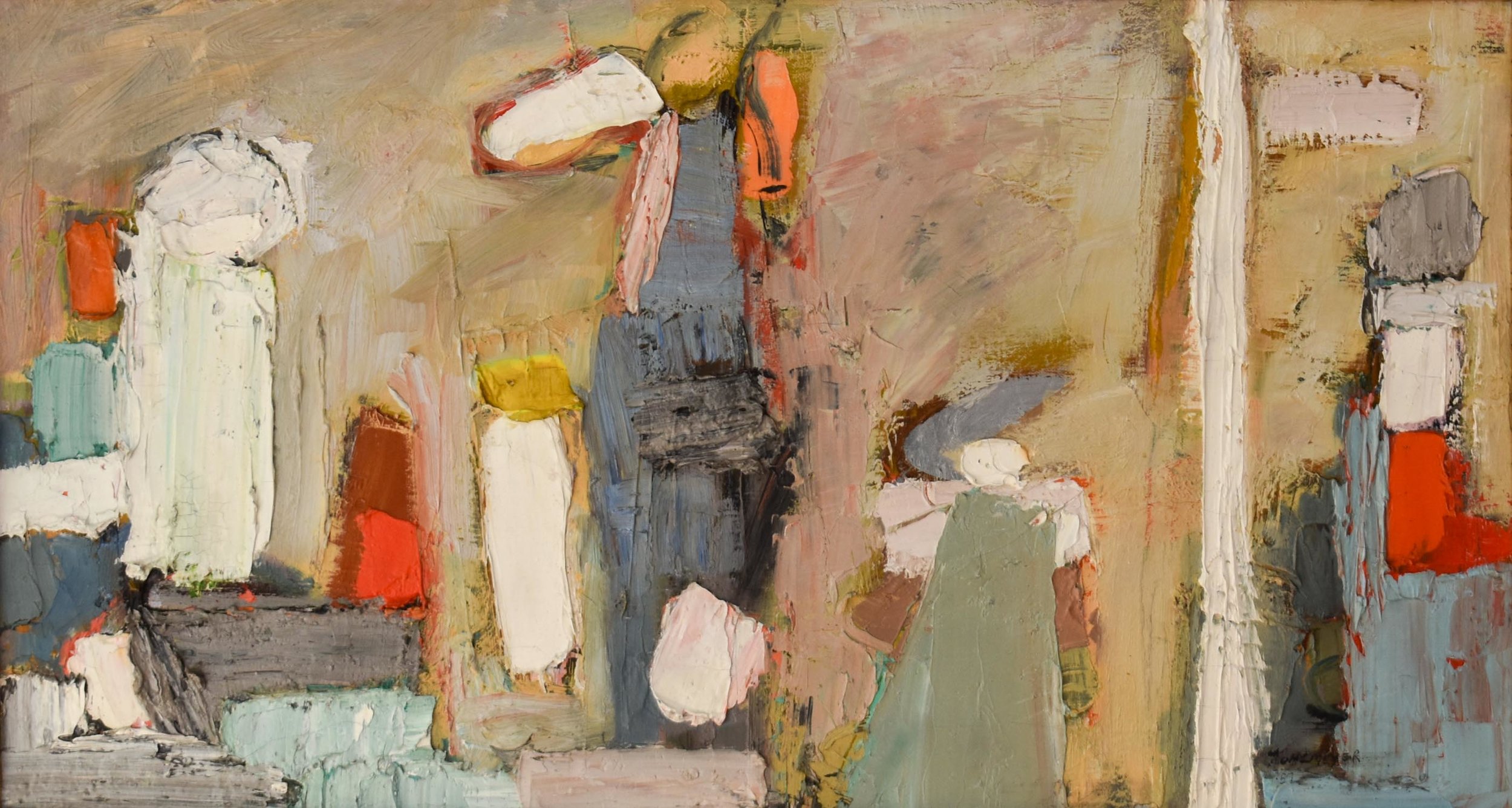   Abstract Composition , 1957 Oil on canvas, signed and dated lower right, 14 × 26 in   SOLD  