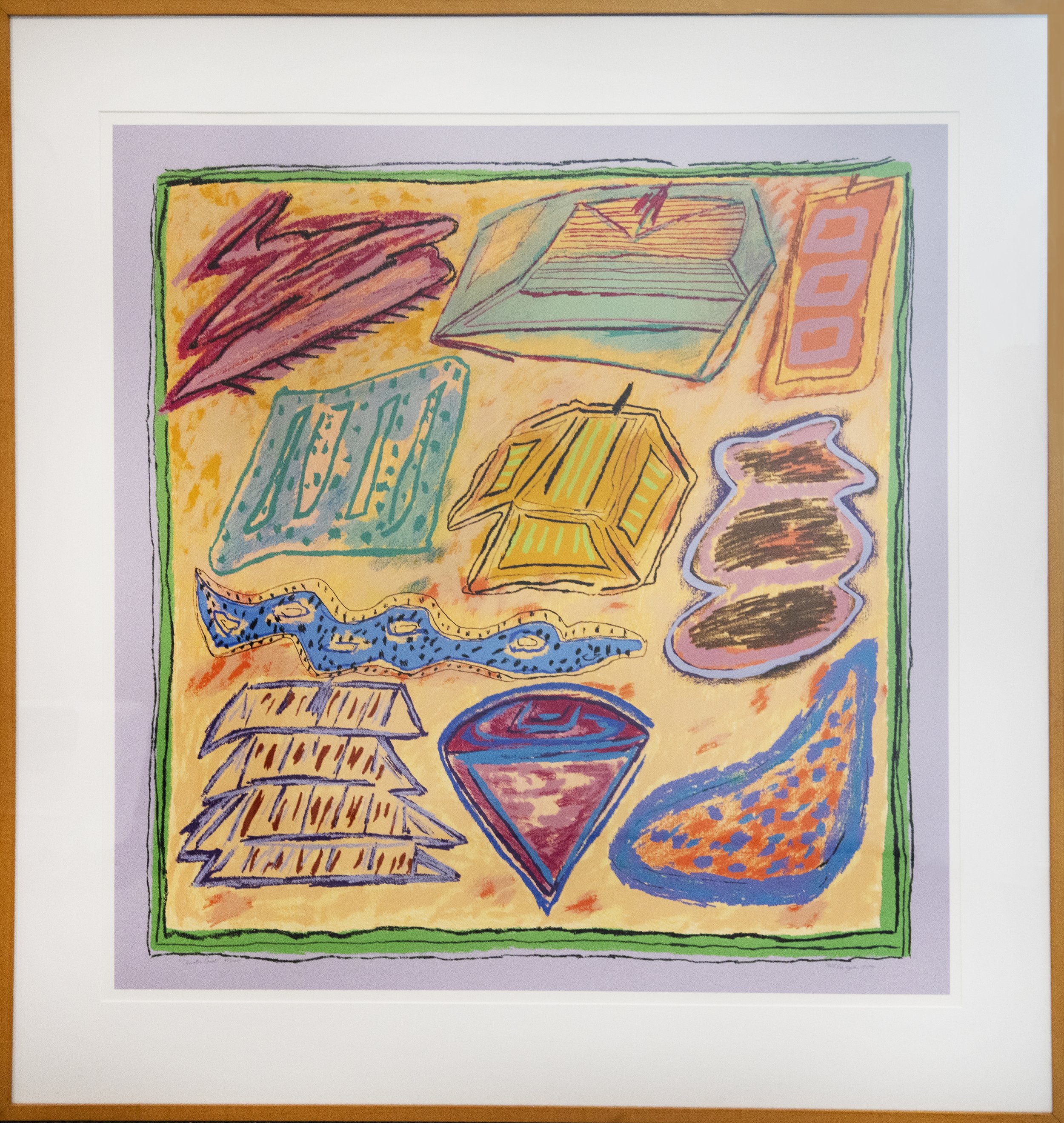   Cluster Print, 1989,   serigraph, pencil-signed, titled, dated and numbered 85/100, sight 37 x 37 in.  Framed 46 1/2 x 46 in.  SOLD 
