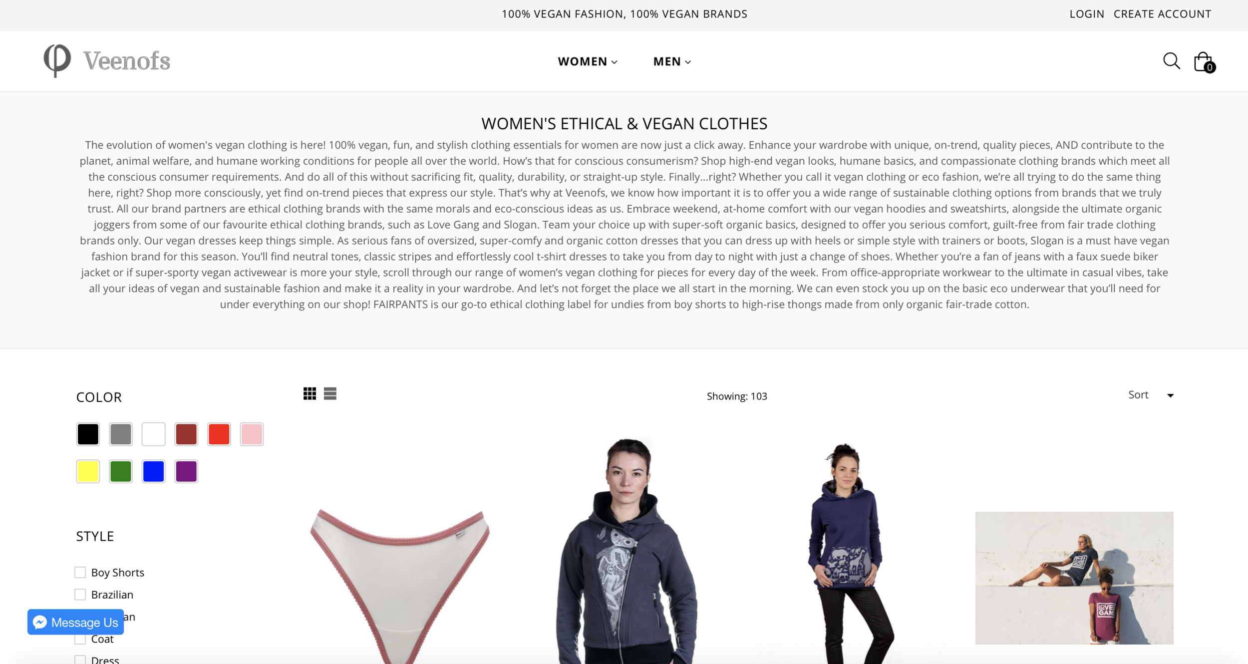 Veenofs Clothing Category Description