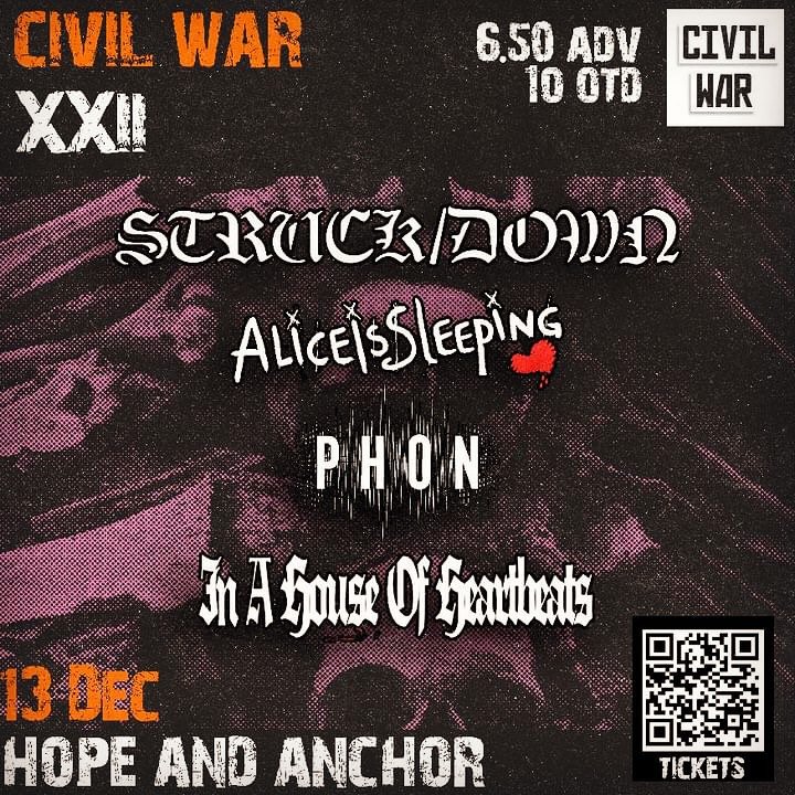 For our last show of 2024 we&rsquo;ve got another belting line up for you - our civilians - to bring this year towards a close. We&rsquo;ve put together a stacked bill of alternative heavy sounds for you on Friday 13 December at the @hopeandanchorliv