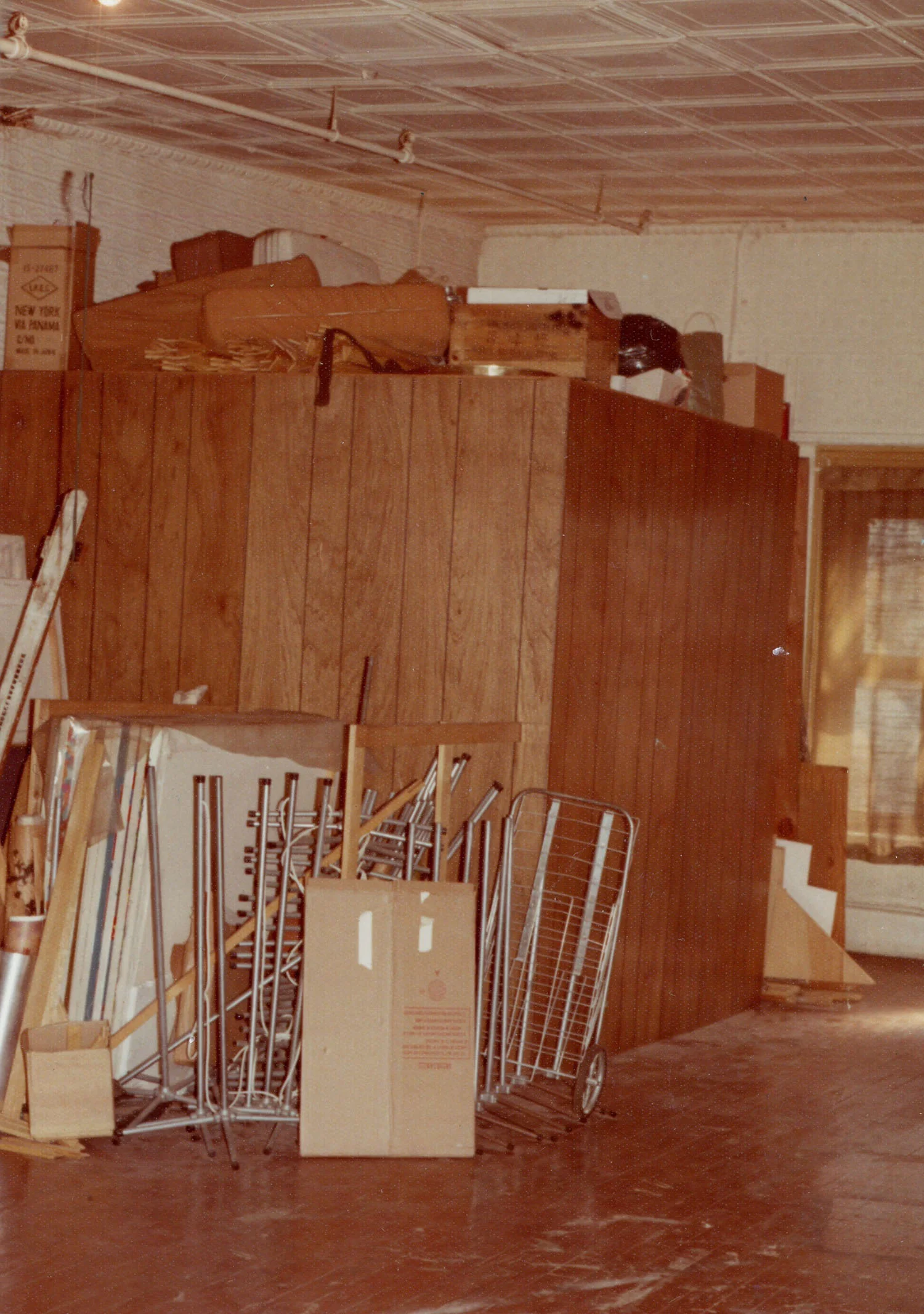 "I took a picture of this cluttered cube in Marc's left becuase I built it 3 or 4 years ago and lived here using it as a bedroom for about a year" - Tom Wolf, 1974