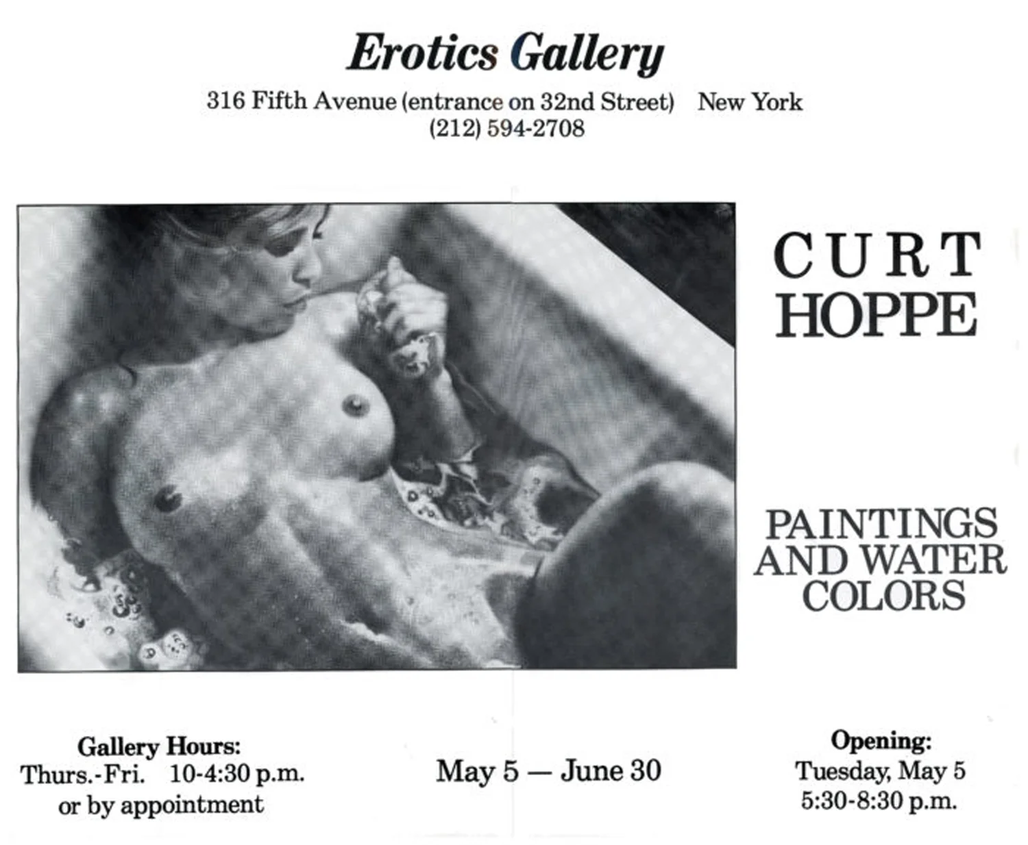 Erotics Gallery, Curt Hoppe, Paintings and Watercolors, Poster, 1982.