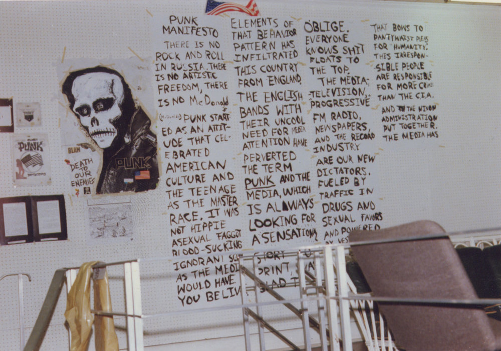 Punk manifesto by Legs McNeil of Punk Magazine of the walls of the exhibition