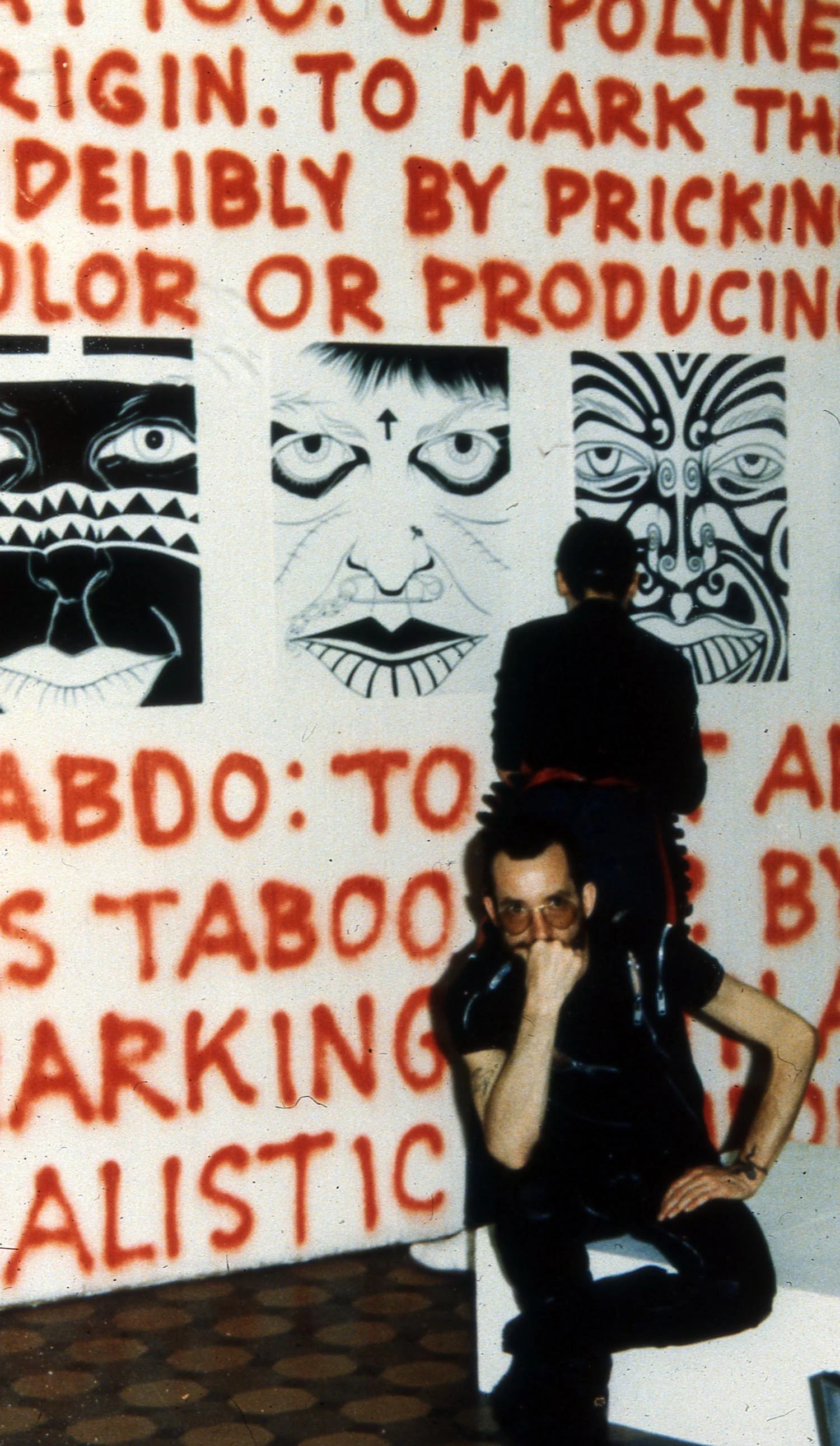 Ruth Marten working on her installation, Punk Art Exhibition, Washington DC, 1978