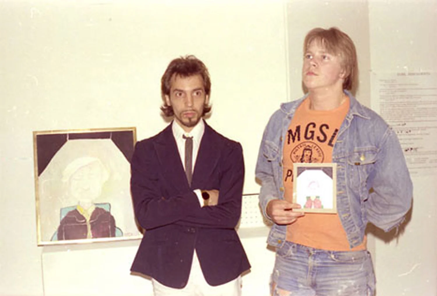 The Stolen Painting Returned. Artist Neke Carson presents a small copy of his Andy Warhol portrait to the person who stole (and then returned) the original from the Punk Art Exhibition, Washington DC, 1978.