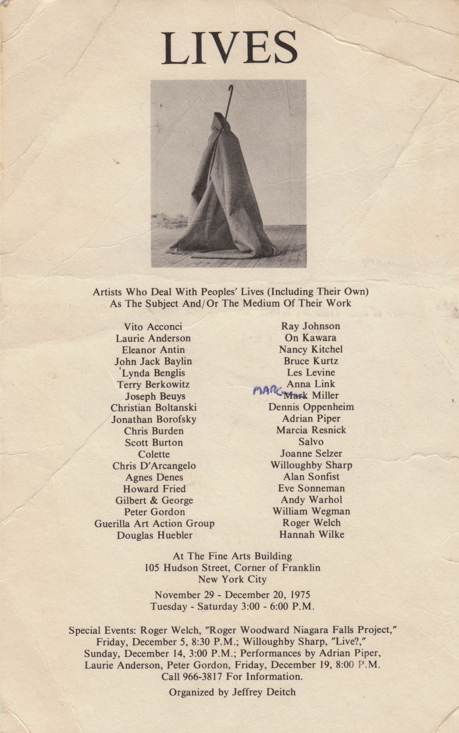 Announcement for "Lives," 1975