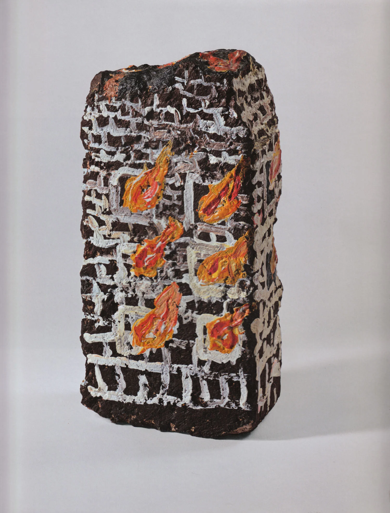 Untitled (Bricks), 1982-83, Tempera, acrylic on found brick. Courtesy of Brook Alexander, New York. From Tim Rollins and K.O.S. A History , edited by Ian Berry, Tang Museum, Skidmore College, MIT Press