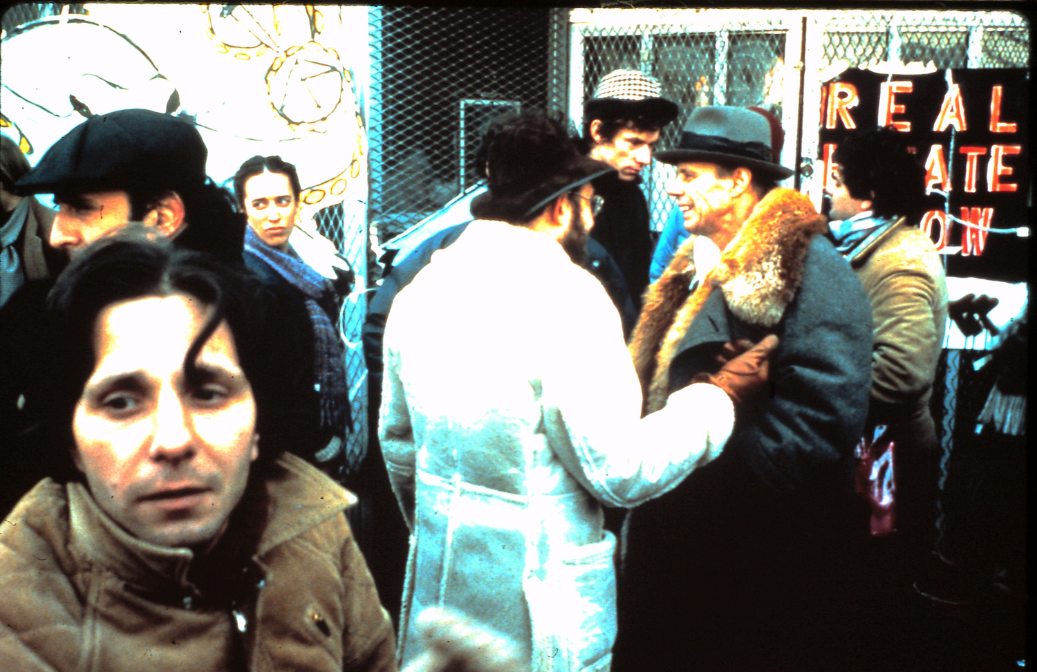 German artist Joseph Beuys (second from right) outside the locked-up Real Estate Show. Photo by Barbara Brooks