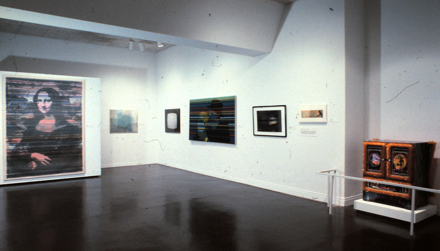 Left to right: Anton Perich, Mona Lisa; Keith Sonnier, Video Still Screen II; Lewis Stein, Untitled (T.V. Light); Ed Paschke, Strangulita; Alastair Noble, Divided Presence; unidentified; Rhonda Zwillinger, Turned On.