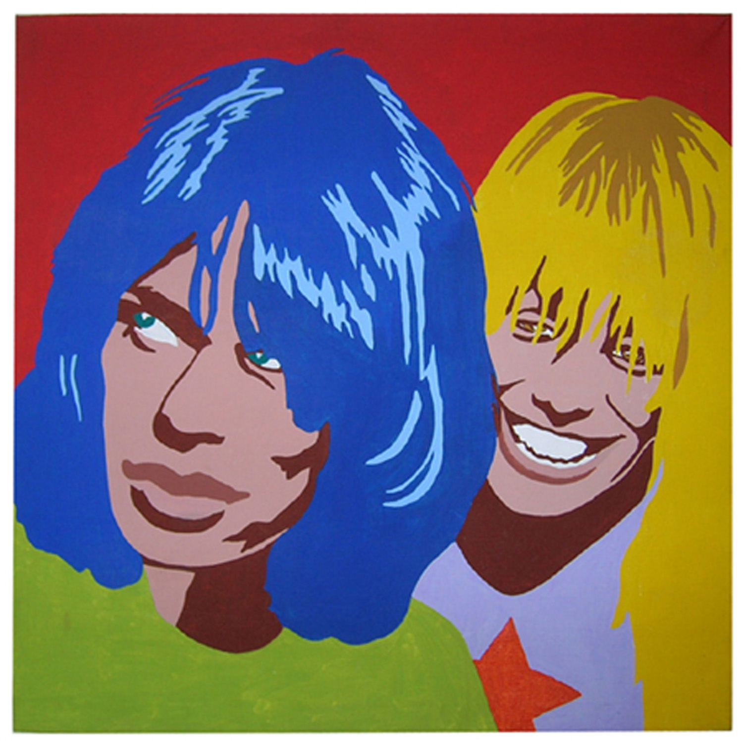 Carla Dee Ellis, “Mick Jagger and Marianne Faithful,” acrylic on canvas, 48” x 48”, c. 1971