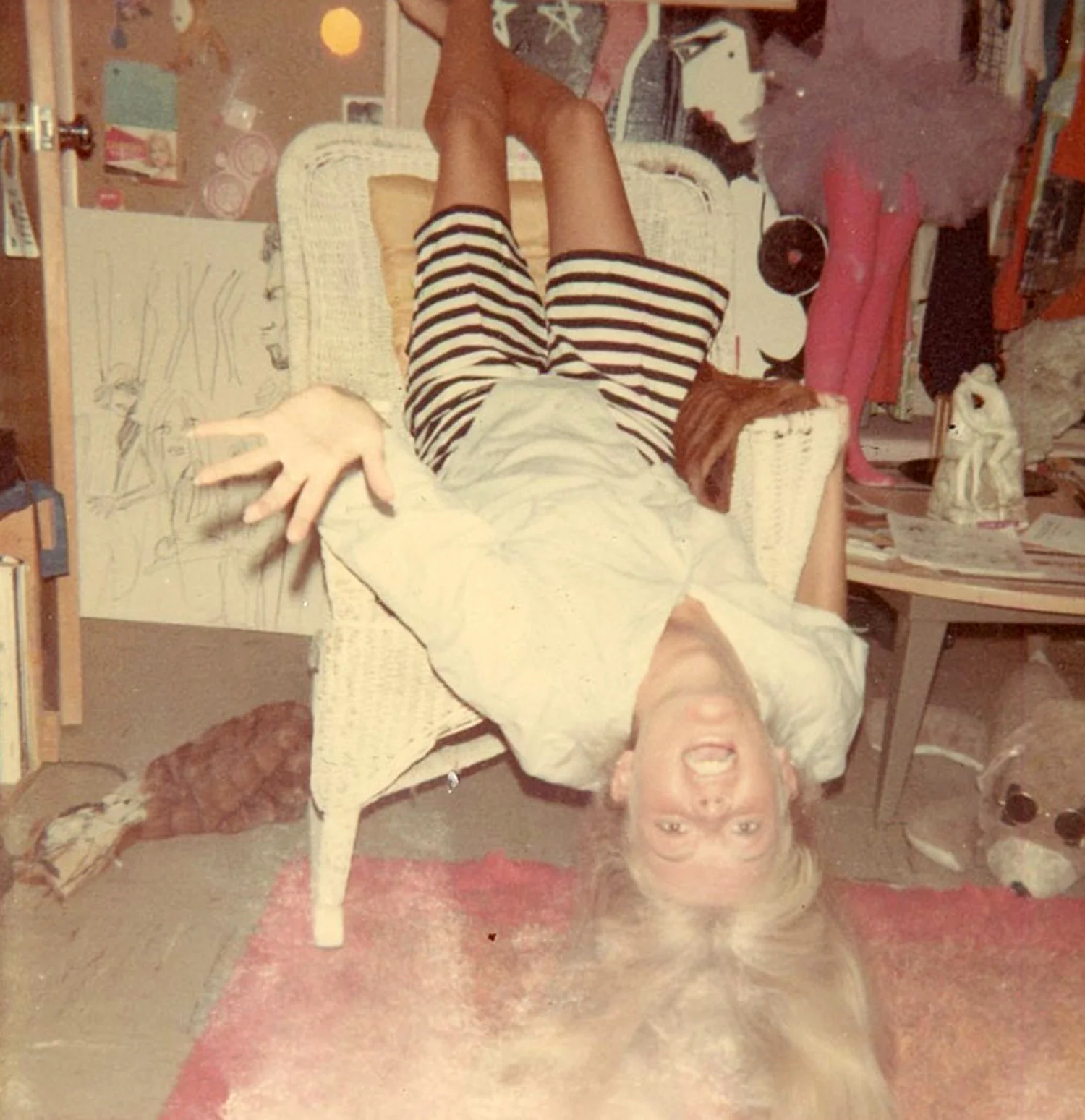 Carla in her childhood bedroom.