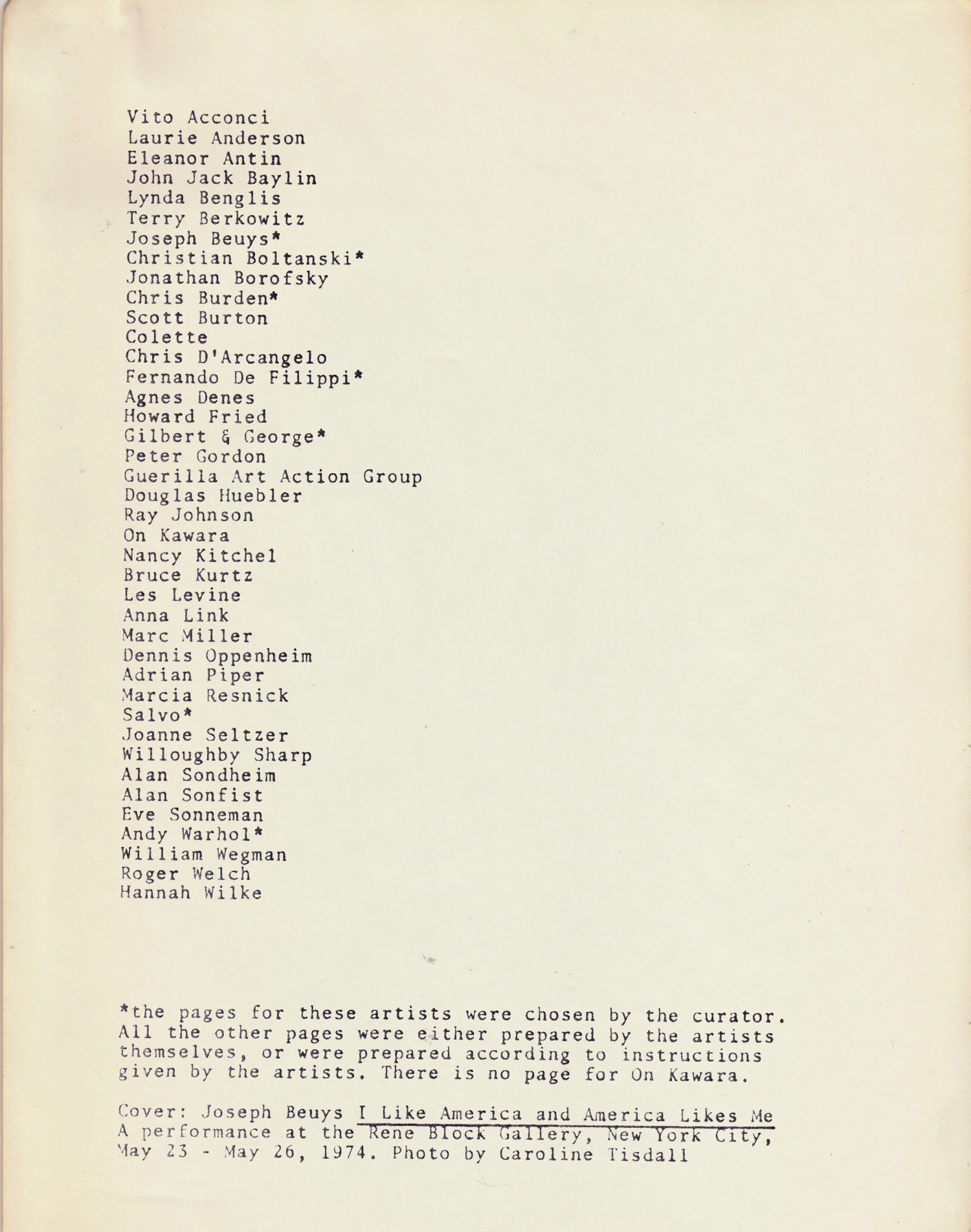 Lives catalogue index for artist pages