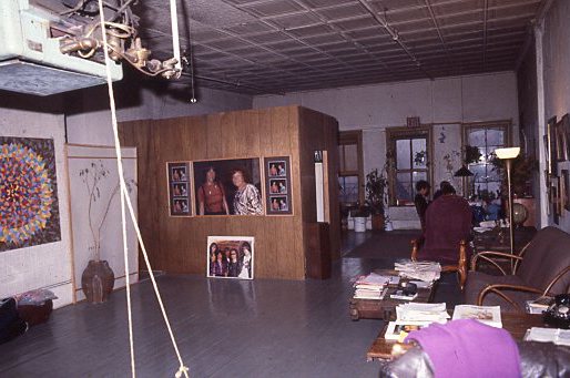 View of the loft looking towards Bowery, c. 1980. Paintings by Marc and Curt visible.