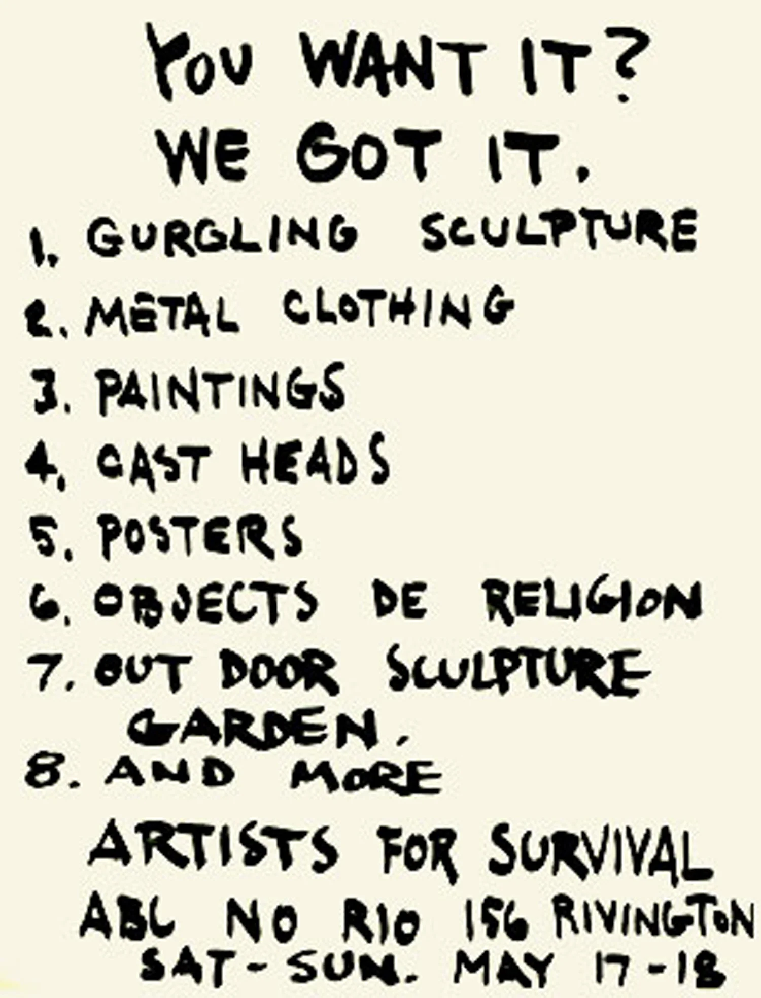 Artists For Survival poster