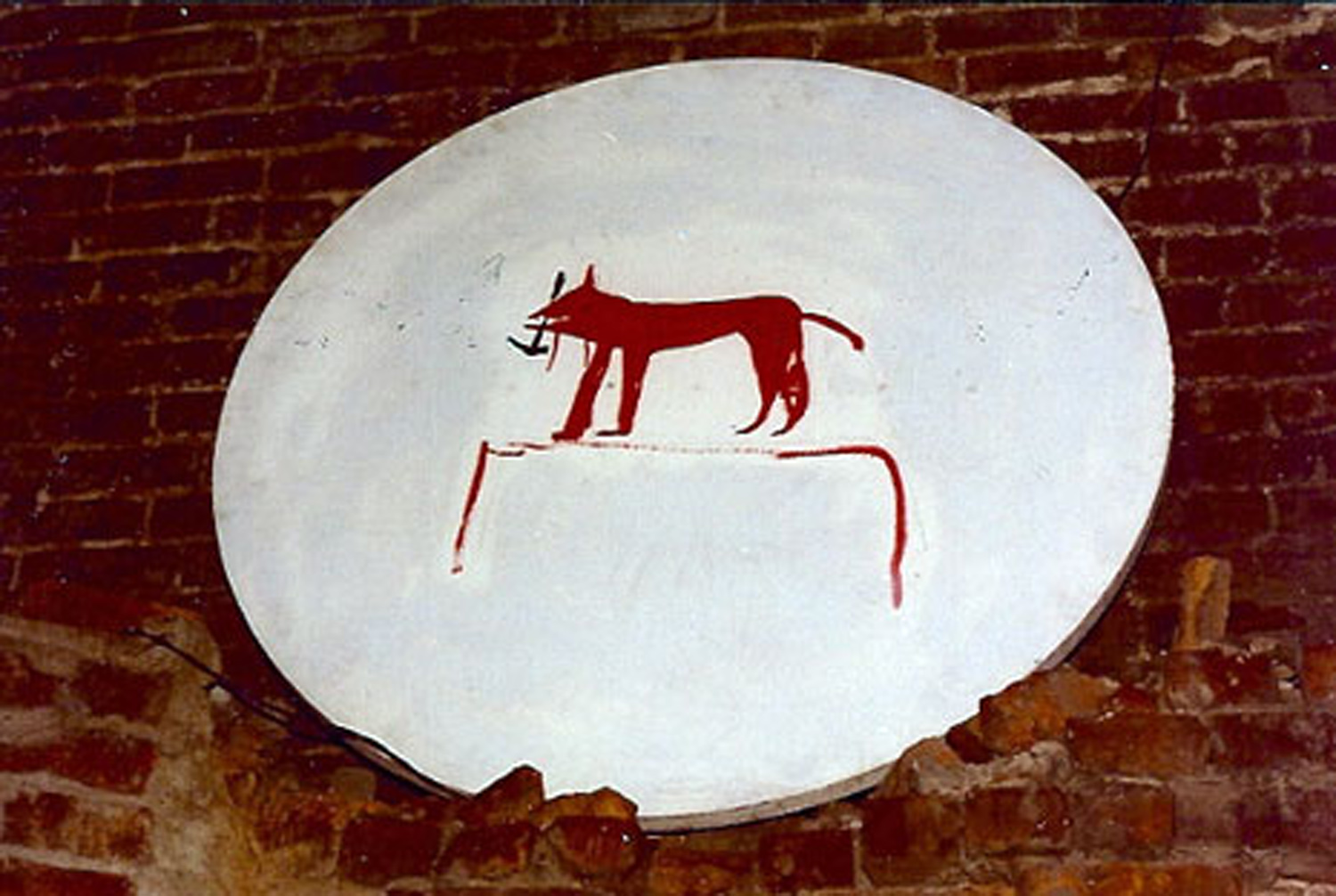 Stefan Eins, painting on tabletop, installed in No Rio's backyard. Photo by Anton Van Dalen