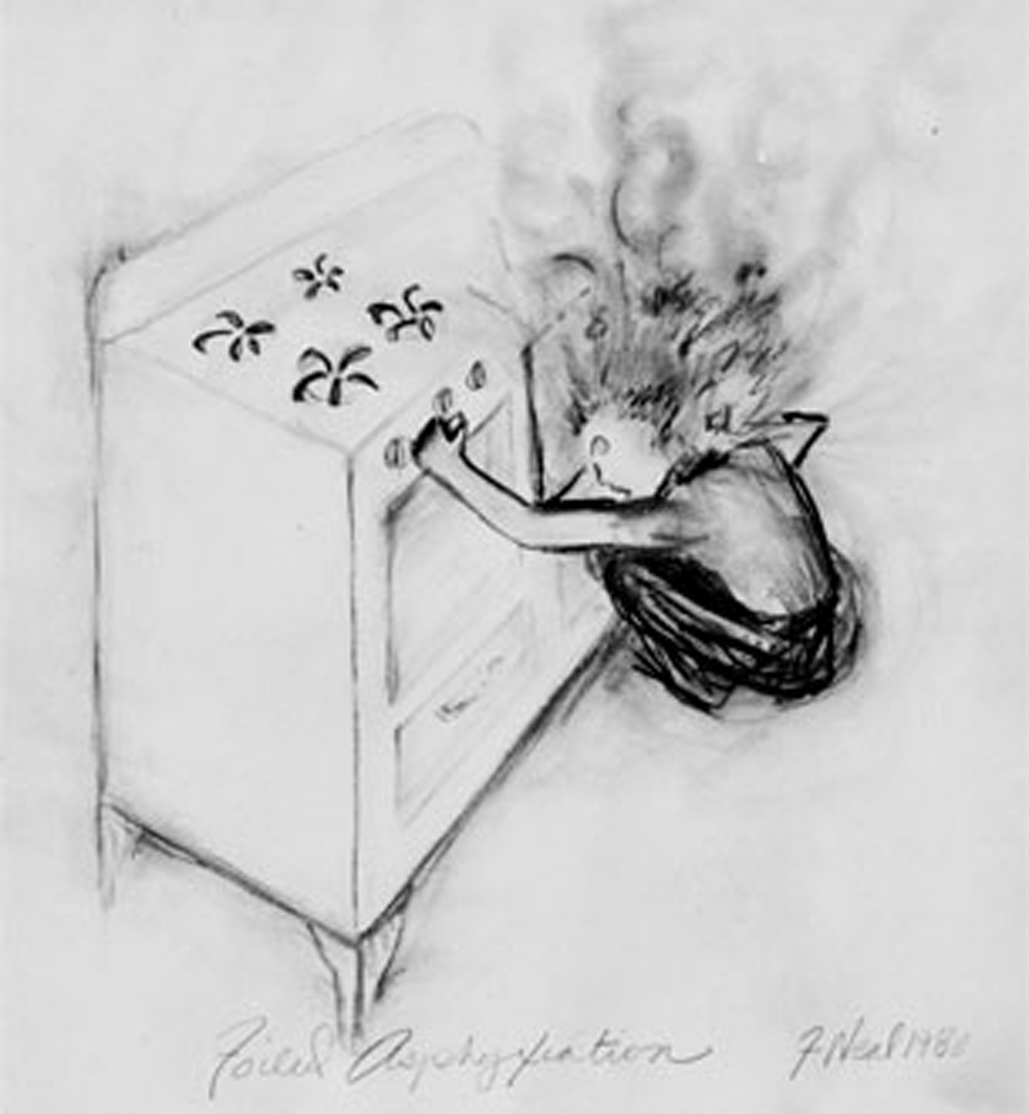 Florence Neal, Foiled Asphyxiation , ink and paint on paper