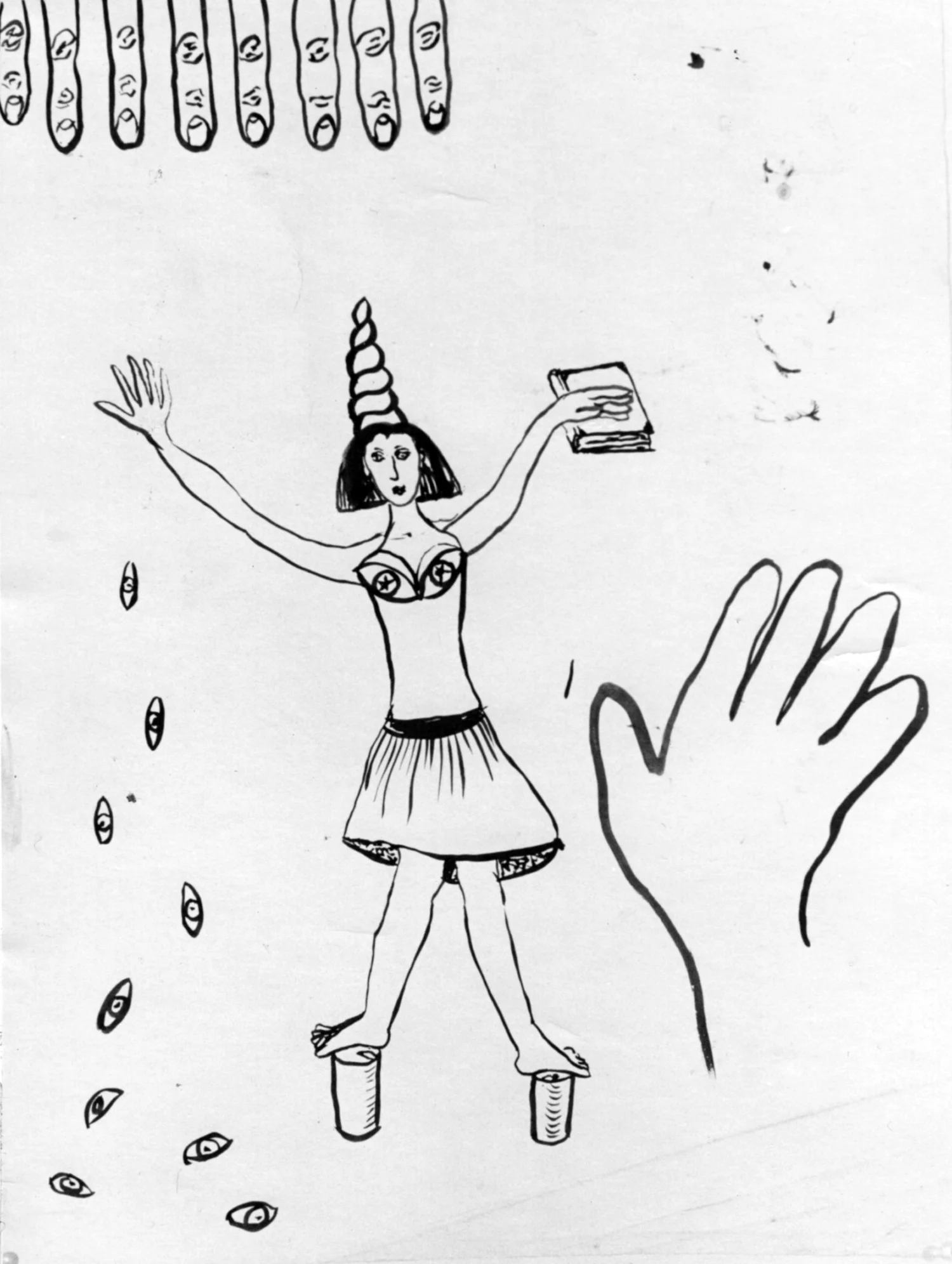 Kiki Smith, ink on paper, another product of the "painting party"