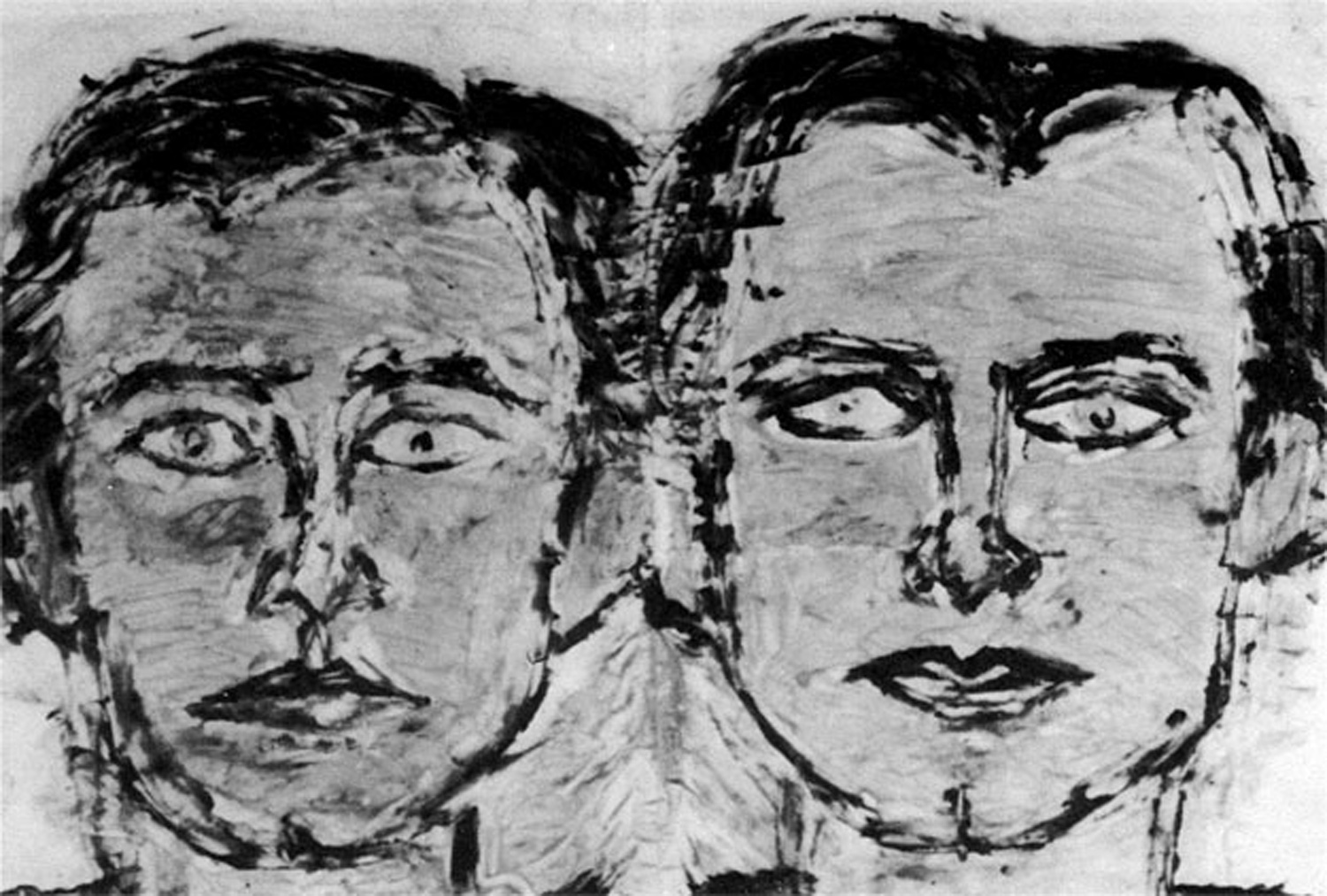 Cara Perlman, double portrait of twins John Ahearn (left), a sculptor and Charlie Ahearn (right), a filmmaker
