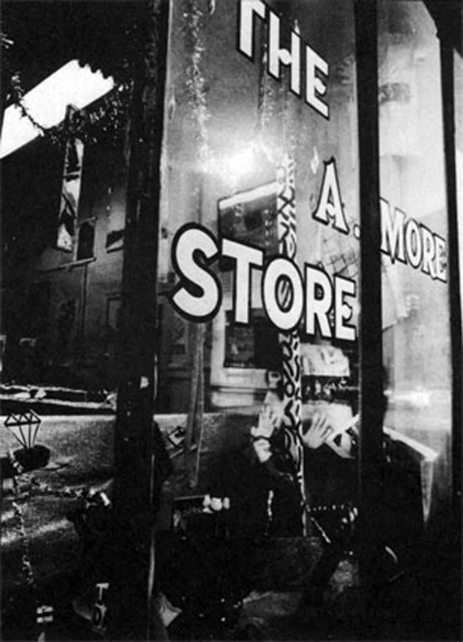 Exterior of the A. More Store, a Colab-sponsored artists' outlet selling low-priced multiples for the holidays, on Broome Street in Soho, 1980. Photo by Teri Slotkin