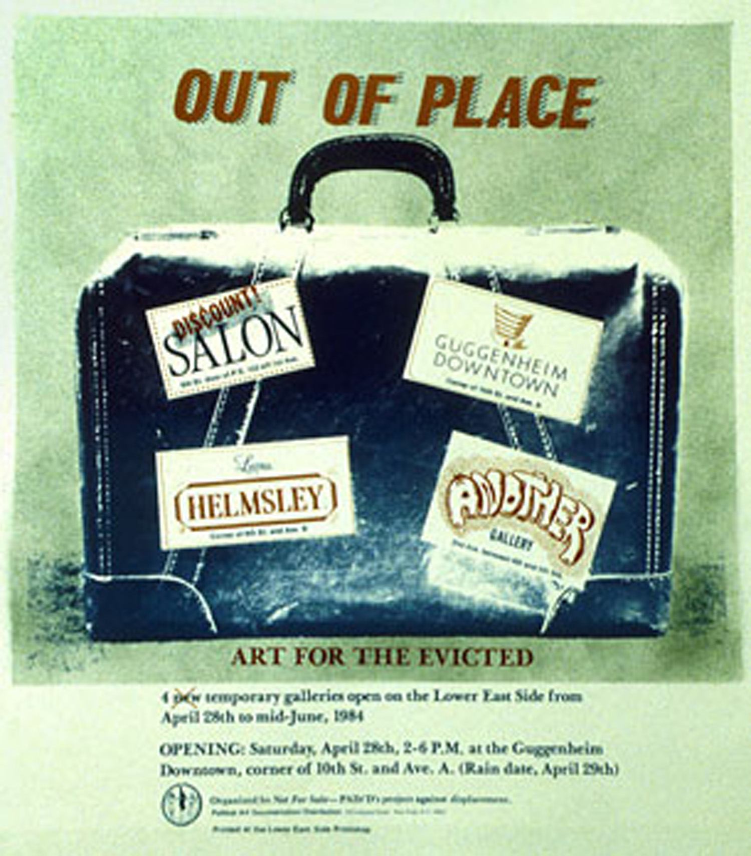 Collaborative poster design by PADD's Summer 1984 "Not For Sale" outdoor exhibition