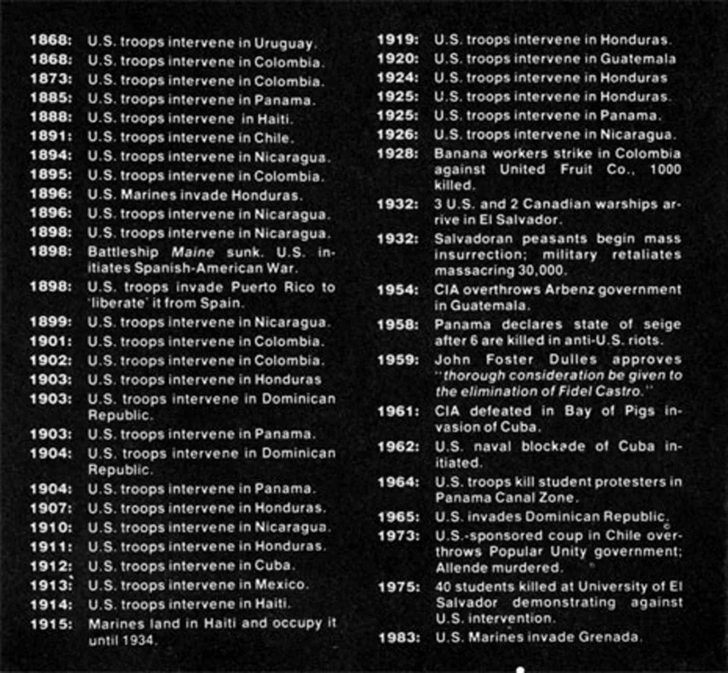 Timeline prepared by Group Material for their exhibition at P.S. 1