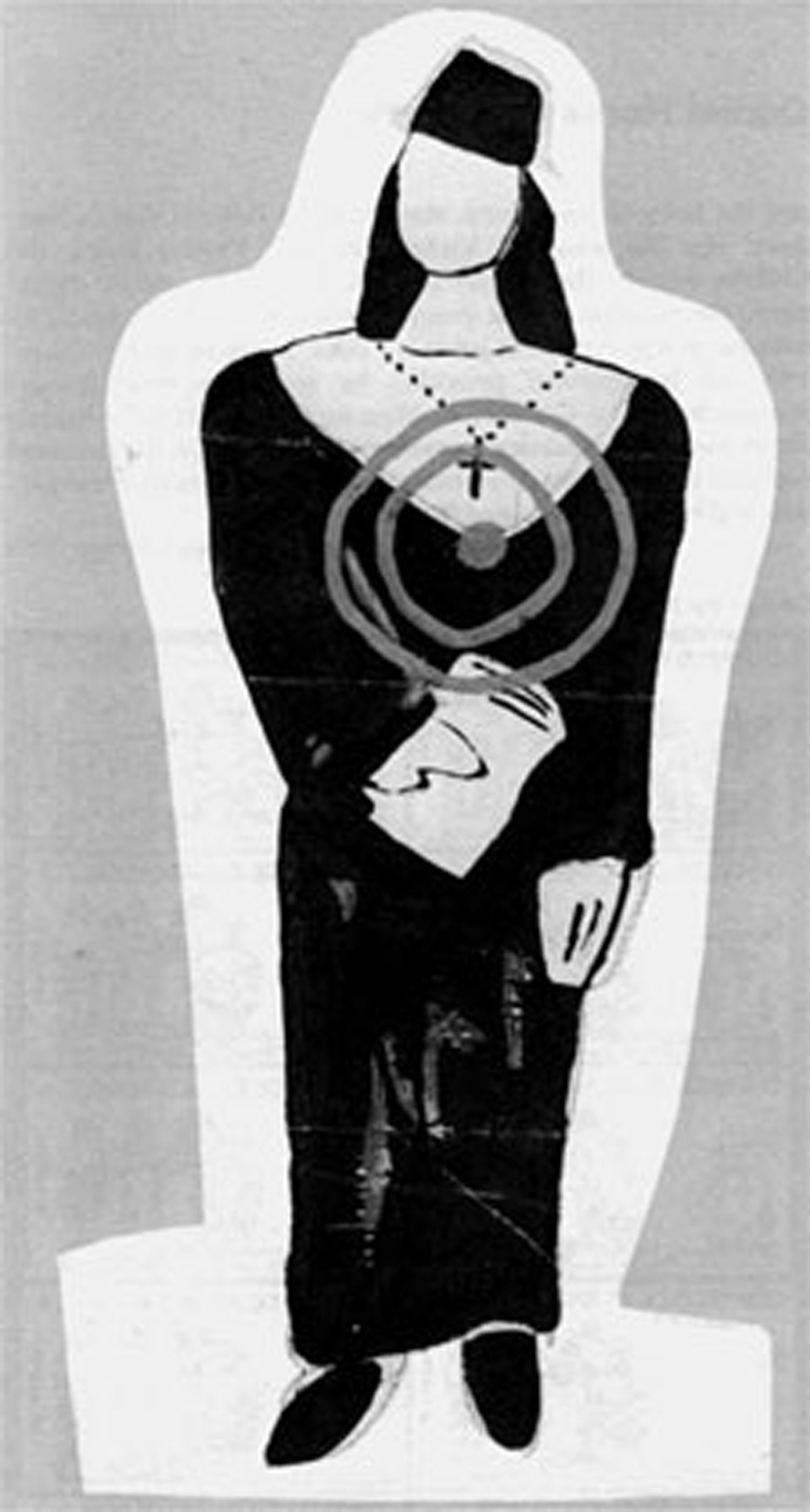 Alan Moore, Pop-up Nun Target , paint on cardboard