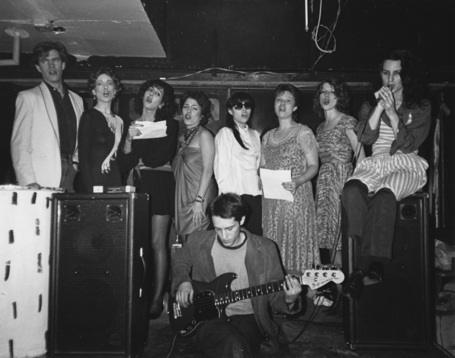 Jill Kroesen (far right) with her chorus at No Rio. Photo by Tom Warren