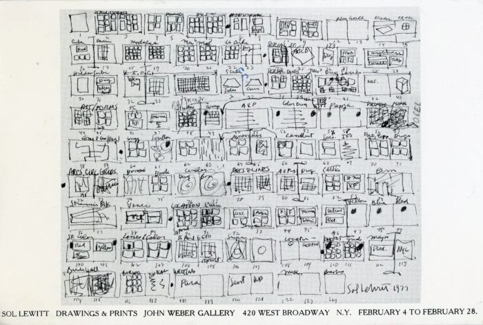 John Weber Gallery, Sol LeWitt, Drawings & Prints, Card, 1978