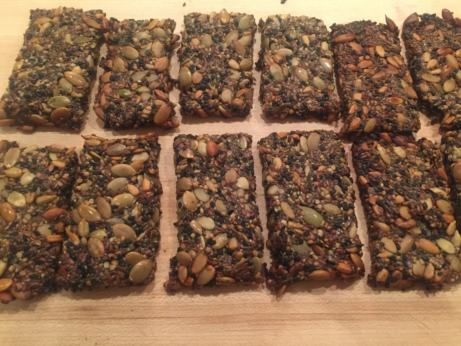 Seed Crackers. These crackers are great atop soup or with any spread you can think up. I love to spread raw organic almond butter and chia raspberry jam on top.