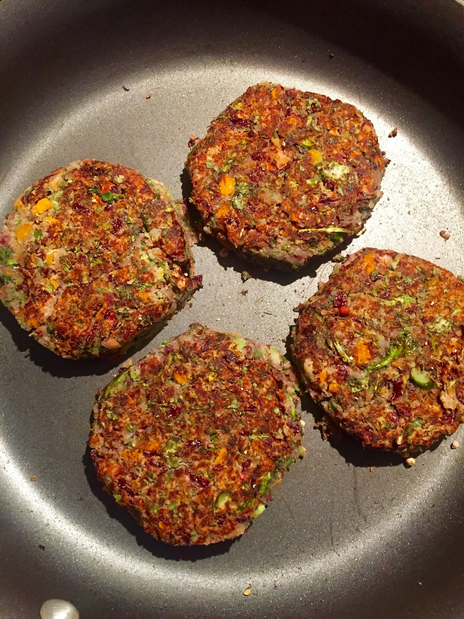 Cooked on the stove top.! Now for the creative part. Add a bun, go bunny-style or totally bun-less. Then add all the toppings you love!