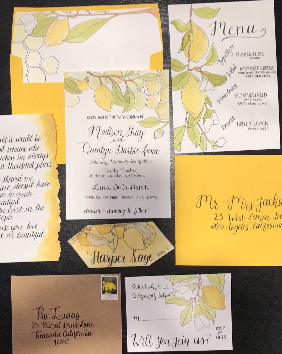 Lemon Honey Invitation Suite