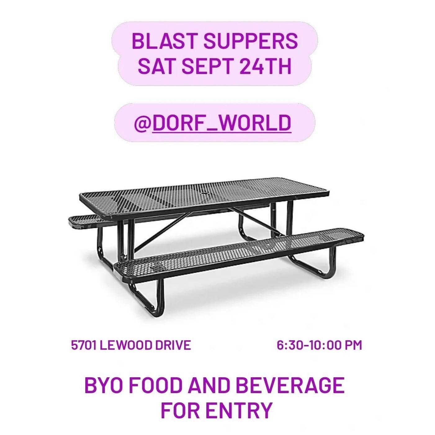 DORF is excited to host Blast Suppers (@blast.suppers) next Saturday, September 24 from 6:30 &ndash; 10:00 PM to share a meal and celebrate the Fall equinox together! Blast Suppers is an inclusive traveling monthly community potluck for the Austin cr