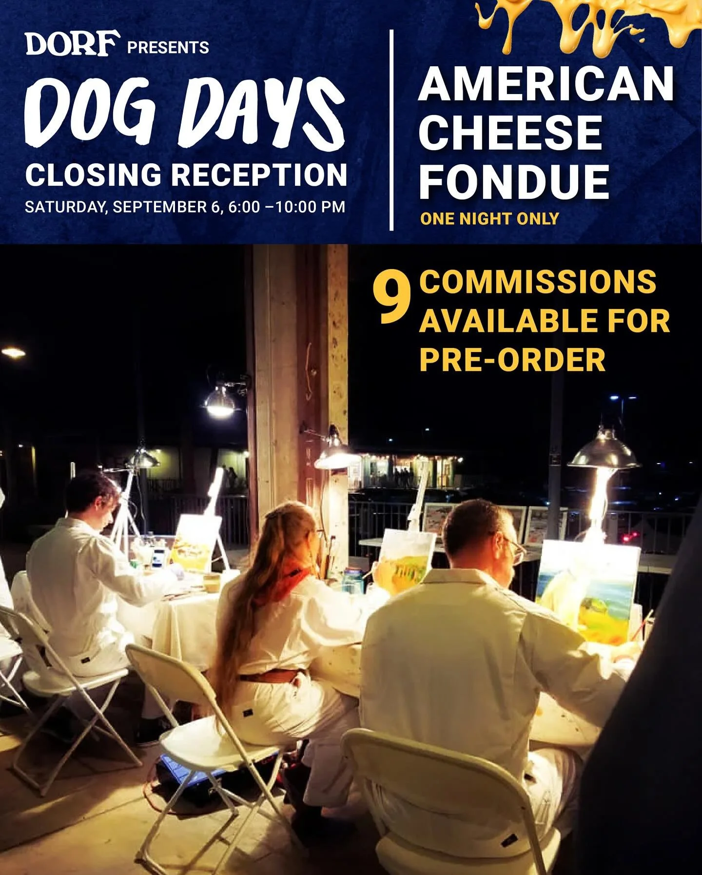 𝓐𝓶𝓮𝓻𝓲𝓬𝓪𝓷 𝓒𝓱𝓮𝓮𝓼𝓮 𝓕𝓸𝓷𝓭𝓾𝓮
🎨One Night Only! Saturday 9/6/25 | 6-10 pm🐾🎨

The legendary Austin artist collective American Cheese Fondue (Thomas Cook, Jeffrey Primeaux, Saul Jerome San Juan) are opening their factory doors after a 5-