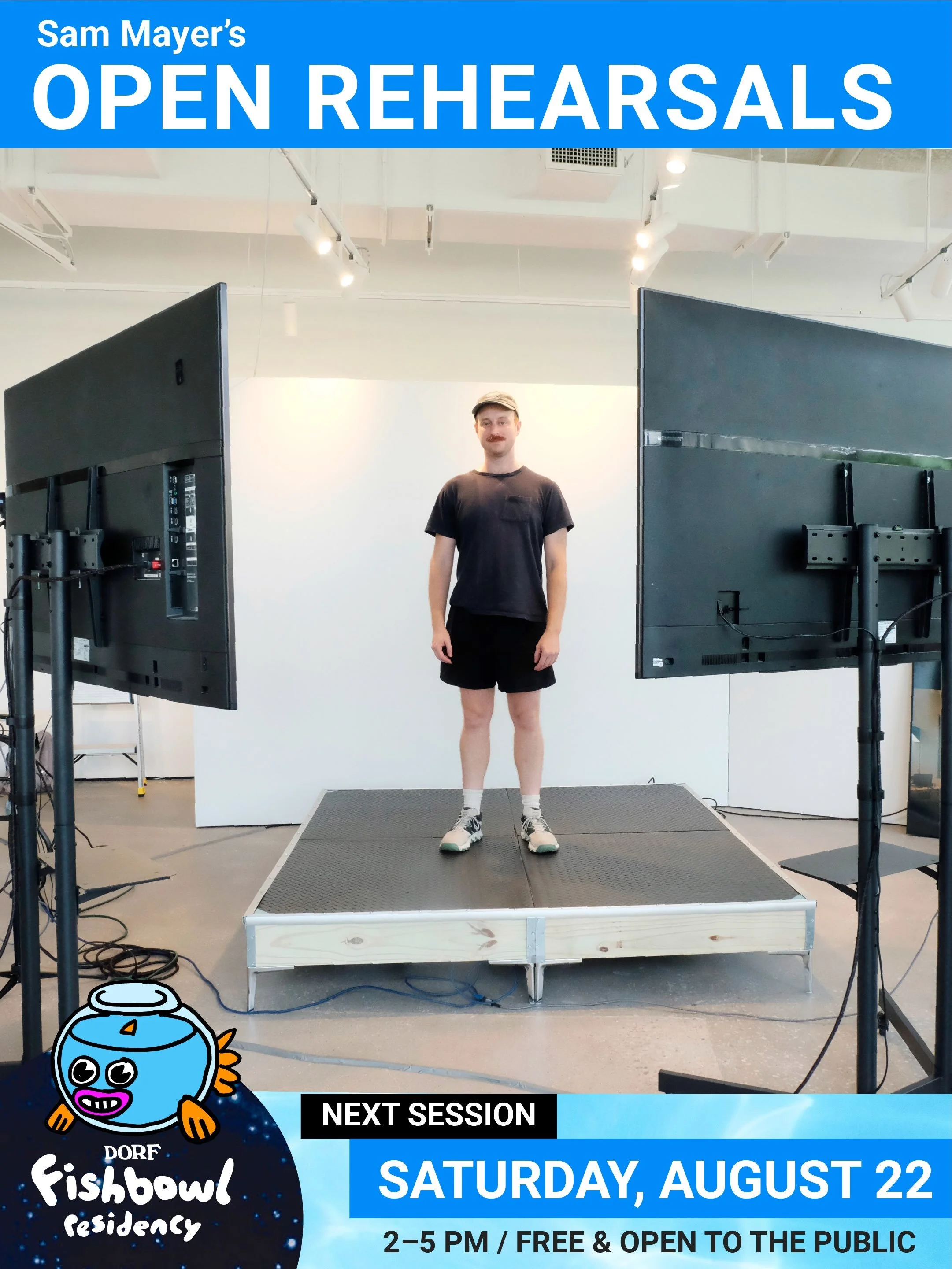 SAM MAYER / ONVIEW at DORF TOMORROW 🐟

Our current Fishbowl Resident Sam Mayer
(@ss__a____m) is using DORF&rsquo;s gallery as an active studio to develop a new play&mdash;and you&rsquo;re invited into the process. This Saturday, come check out the s