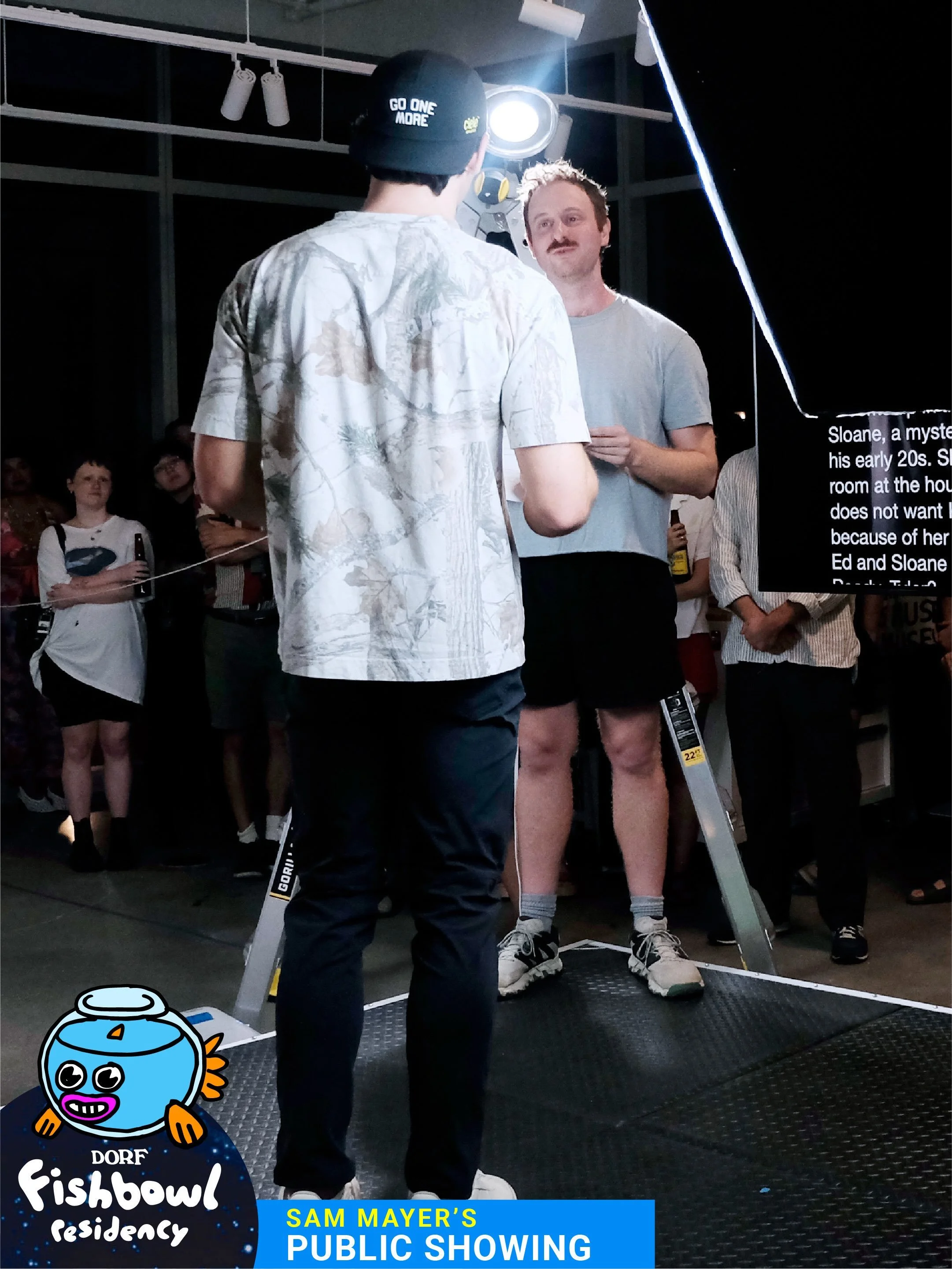 🫧🐟 That&rsquo;s a wrap on Sam Mayer&rsquo;s (@ss__a____m) Fishbowl Residency at DORF! 🫧 Here are a few moments from last weekend&rsquo;s Public Showing. 
🫧
Over the past month, the gallery became a space for experimentation, rehearsal, conversati