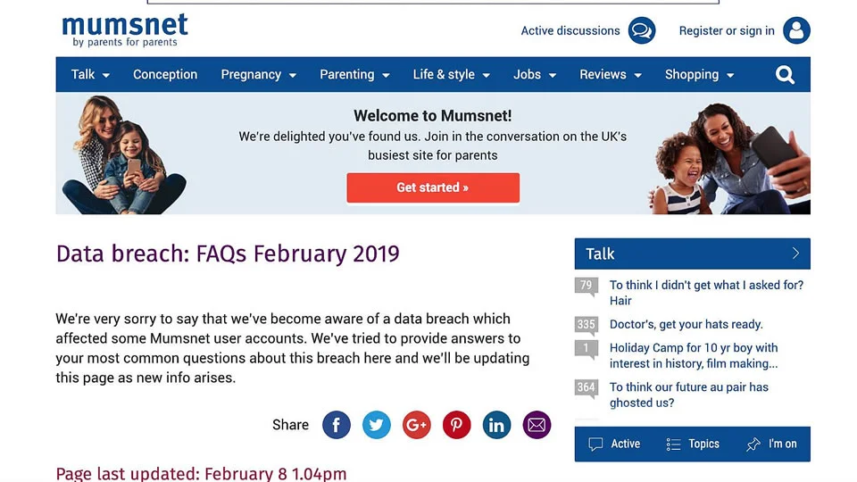Mumsnet suffers data breach
