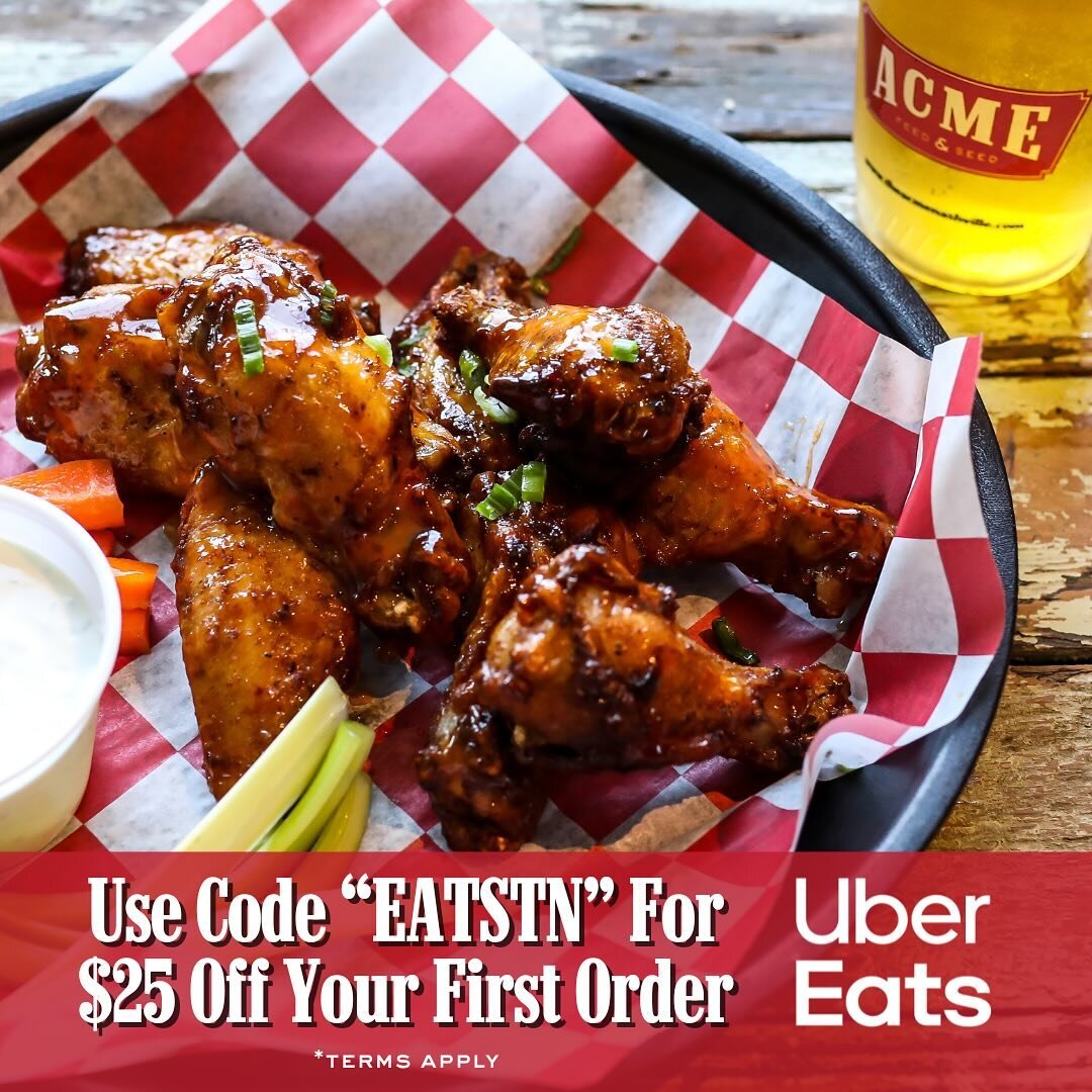 Eat your heart out, Nashville‼️ Use code &ldquo;EATSTN&rdquo;  for $25 off your first order on @ubereats when ordering from Acme!

*Terms may apply. 

#food #foodie #wings #sushi #nachos #nash #nashville #tennessee #ubereats #nashvillehotchicken