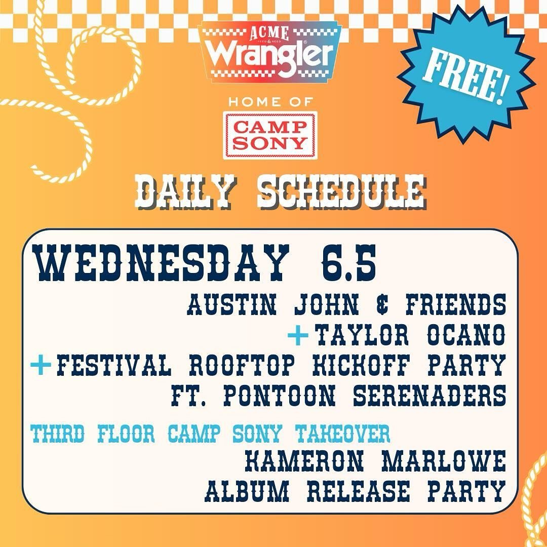 Howdy CMA Fest 🤠 Your Acme Daily Lineup is here! Swipe through to see who&rsquo;s poppin&rsquo; up this festival weekend 👉 

Presented by @wrangler 

#cmafest #nashville #nashtn #fesitval #free #wrangler #sony #sonymusicnashville