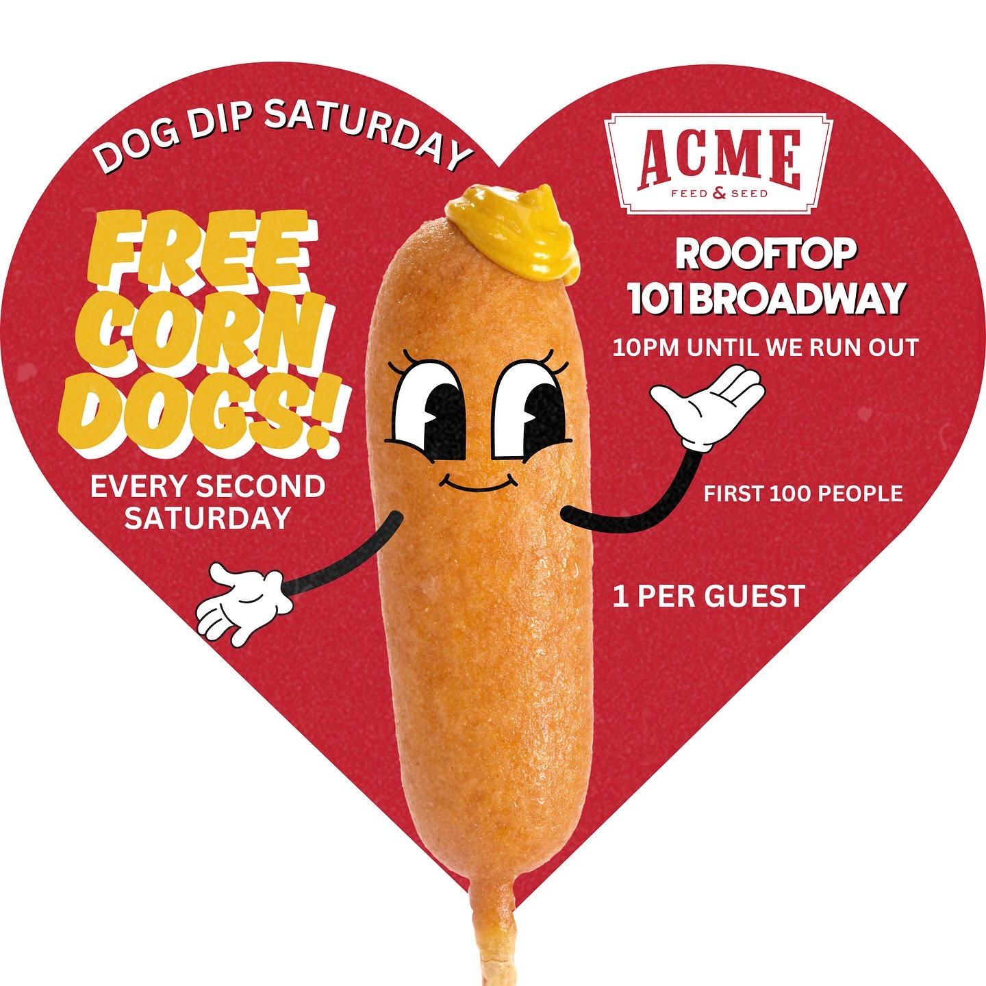 Dog Dip Saturdays 2.0‼️ FREE corn dogs on our rooftop tonight after 10pm for the first 100 guests. 

DJ @guyfell will be keeping the party going until 1am! 

Enjoy $1 off @spiritedhive all night long 🐝

#nashville #broadwaynashville #corndogs