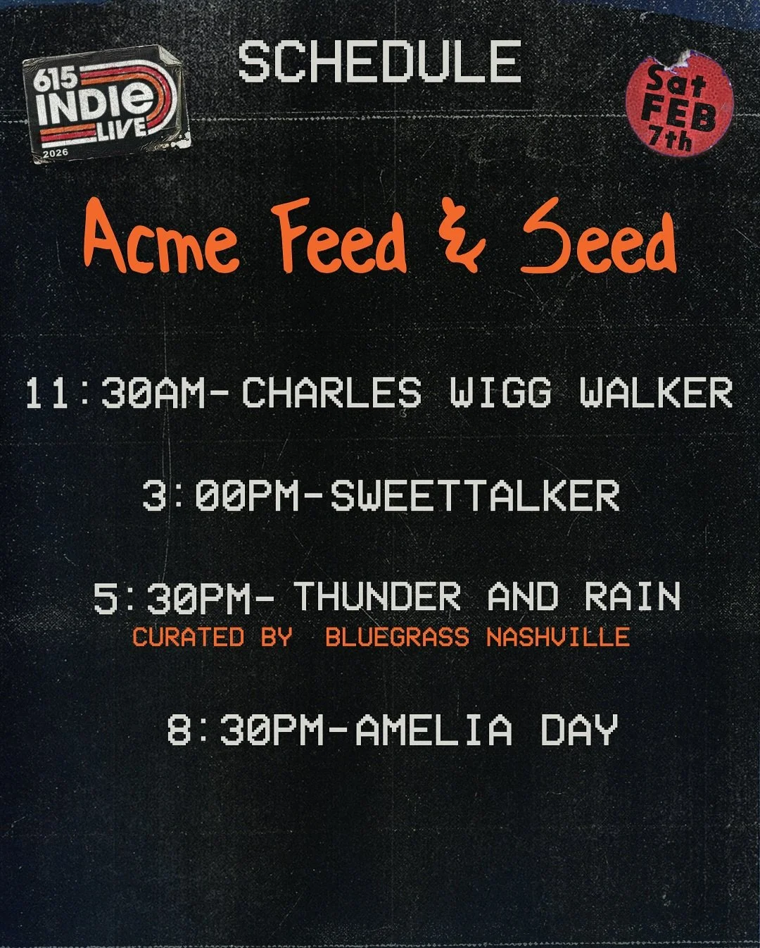 Our 615 Indie Live lineup is here‼️ Swipe thru to see who&rsquo;s playing on our stage on Saturday, February 7th 👉

We are so excited to be a part of this event
aiming to strengthen and support Nashville&rsquo;s independent venues, celebrate our div