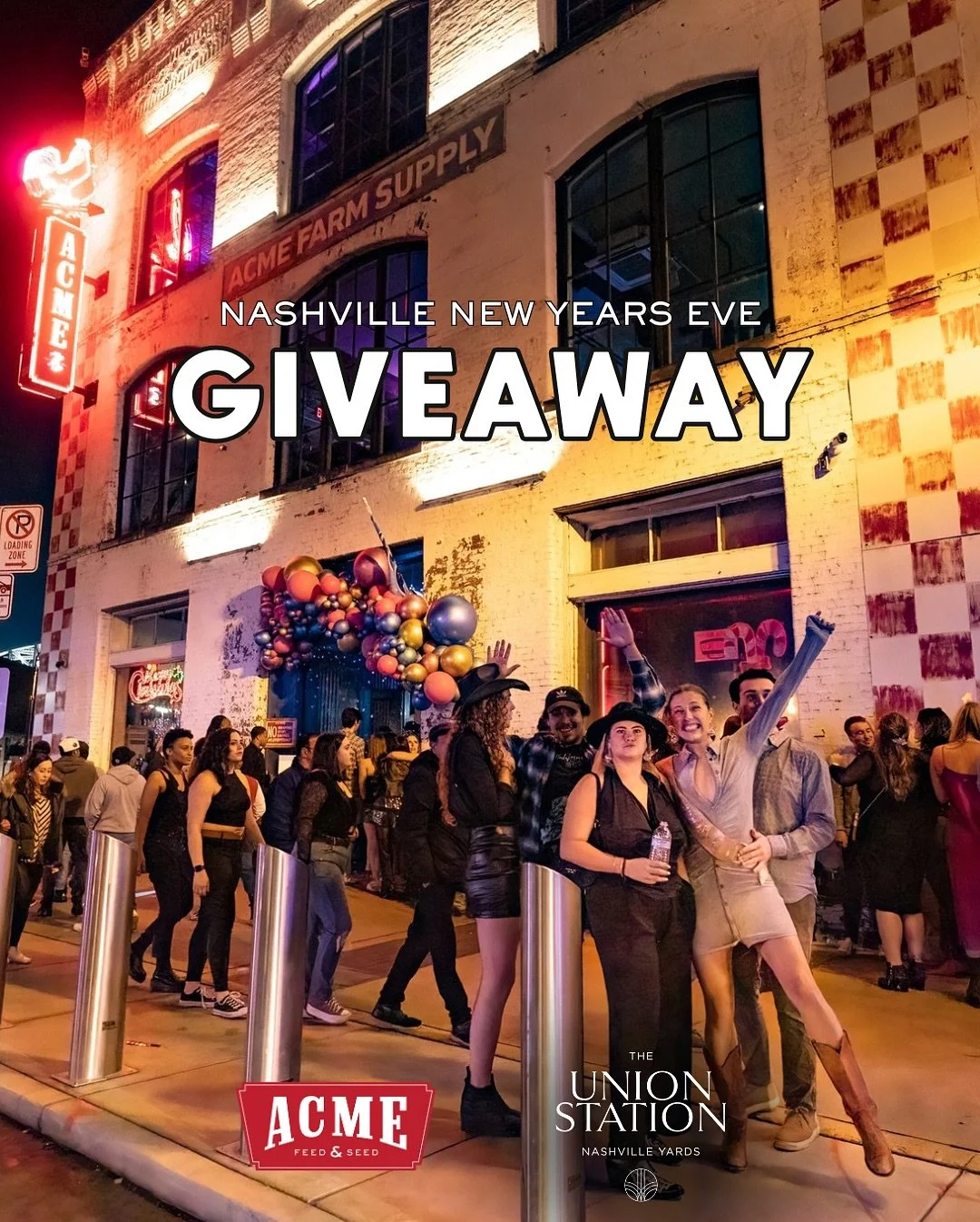 GIVEAWAY ALERT 🚨 We are teaming up with our friends at @unionstationnashville to give one lucky winner an authentic Nashville NYE experience! 

Winner will receive two (2) general admission tickets to our Dive Bar Disco NYE Party AND a night&rsquo;s