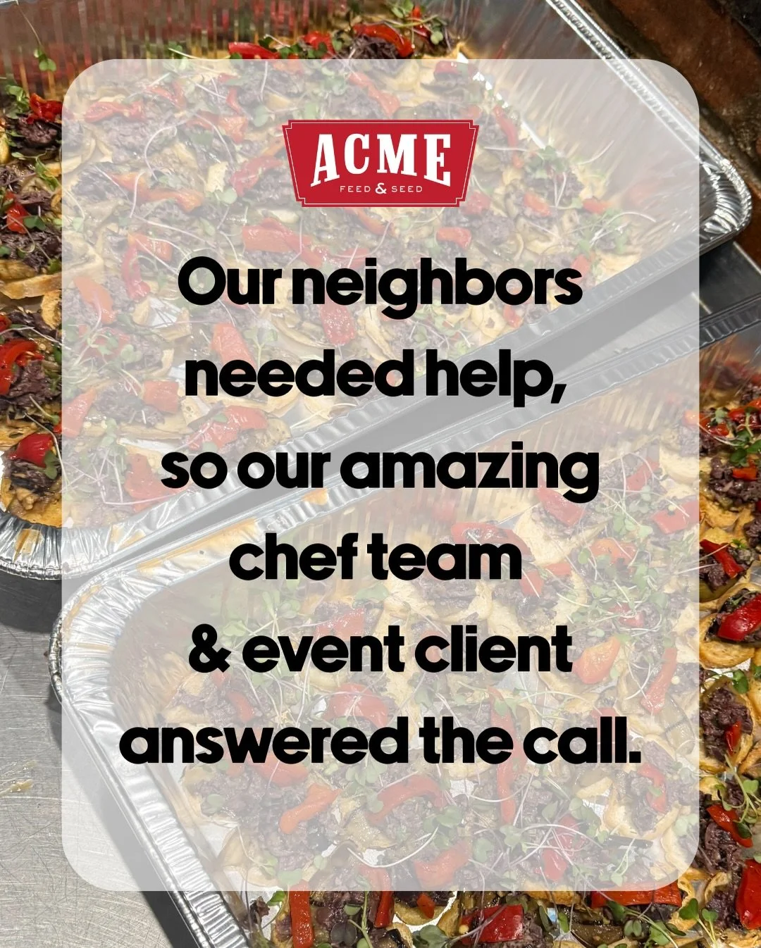 Our clients were kind enough to turn their snowed-out party into an in-kind donation to help our Nashville Neighbors at the Madison Park Community Center warming shelter. 

And as always, a huge shoutout to our amazing chef team who are always quick 