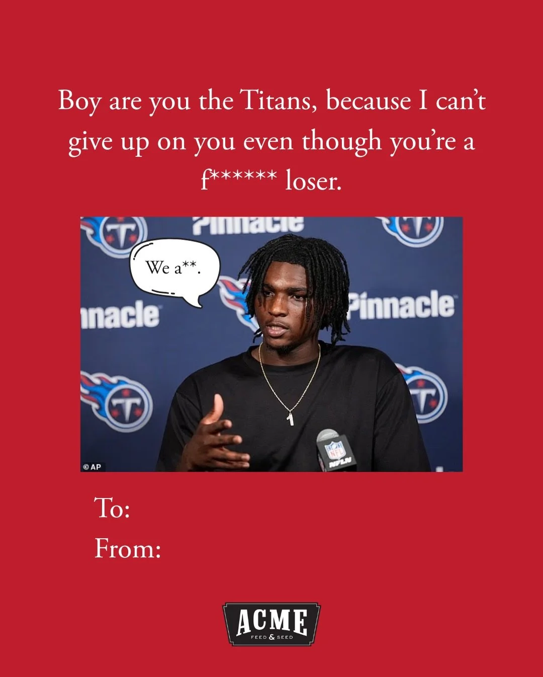 XOXO, Acme 💋

@bmuellerwkrn call us!