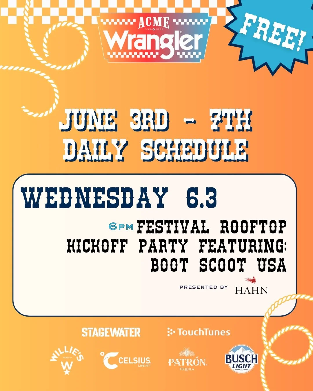 CMA FEST WEEK LINEUP‼️

Join us for a week full of live music, special appearances, meet &amp; greets, line dancing and more!!

Presented by @wrangler 

Enjoy drink specials from @getstagewater @drinkwillies @celsiusofficial @patron &amp; @buschbeer 